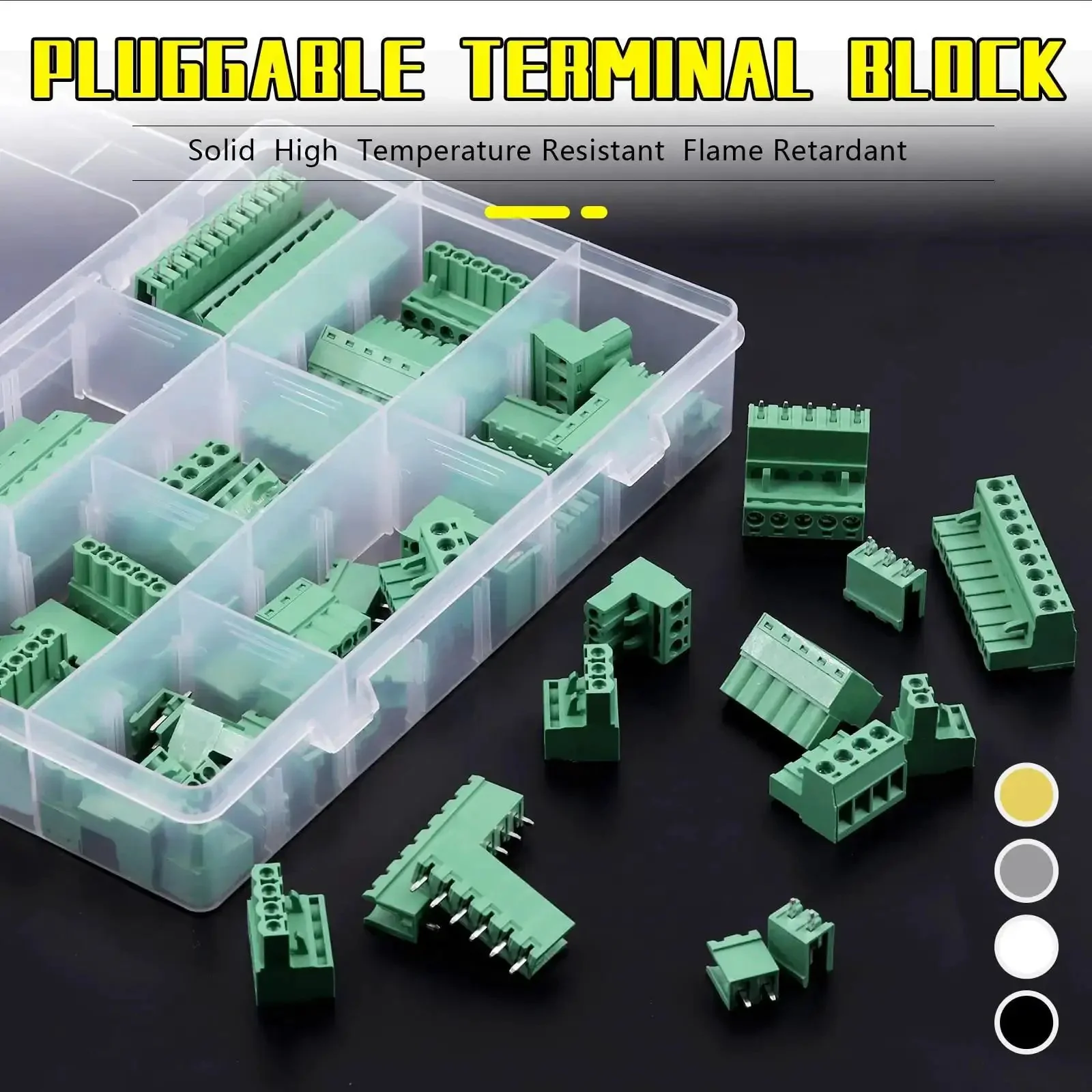32 Set Value Pack Pluggable Terminal Block Connector Kit With Male And Female Sockets, 5.08mm Pitch, PCB Mount Screw Terminal Blocks From 2 To 9 Pins, Assorted 9Pin Configurations For Easy Plug In And Quick Wiring - Image 3