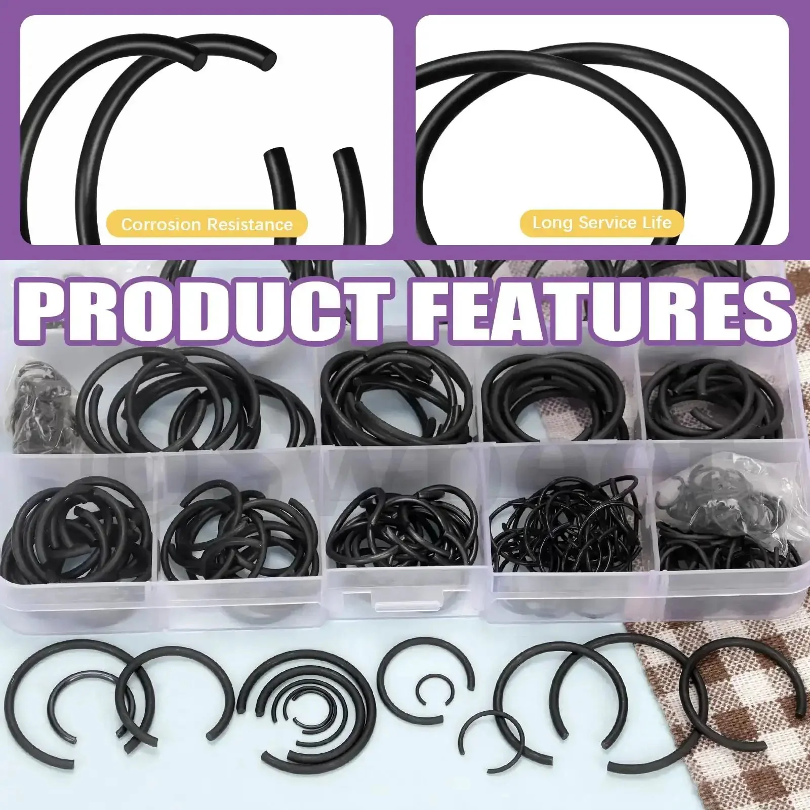322 Piece Snap Ring Set Carbon Spring Steel And Manganese Round Wire C Clips Internal Snap Ring Kit 14 Sizes From 7mm To 30mm For Bearings And Holes - Image 6