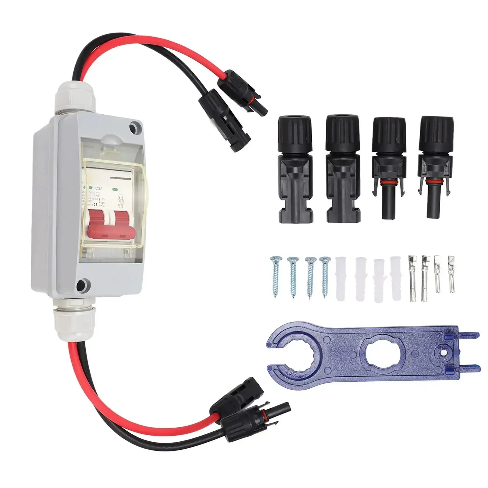 32A 500V PV DC Disconnect Switch MCB 2P Solar Breaker With IP65 Waterproof Distribution Box For Panel Cable And Connector Industrial Grade Outdoor Solar System Safety Switch Easy Install Kit Included - Image 5