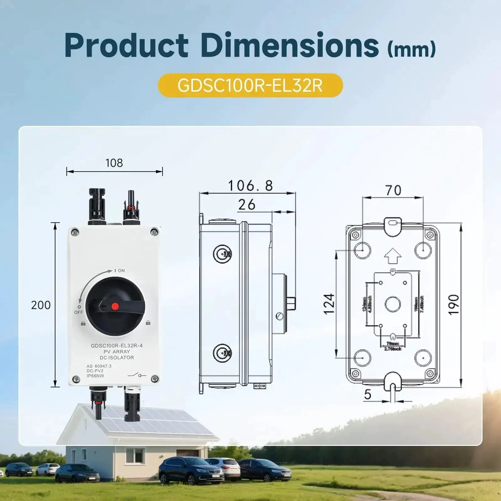 32A DC 1200V Solar Disconnect Isolator Switch With IP66 Waterproof Enclosure And PV Connector For Solar Power Off On Grid Systems RV Friendly And Home Installations - Image 4