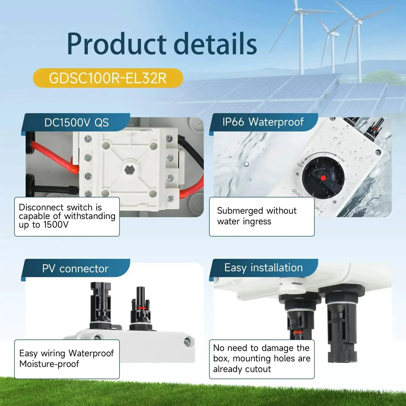 32A DC 1200V Solar Disconnect Isolator Switch With IP66 Waterproof Enclosure And PV Connector For Solar Power Off On Grid Systems RV Friendly And Home Installations - Image 5