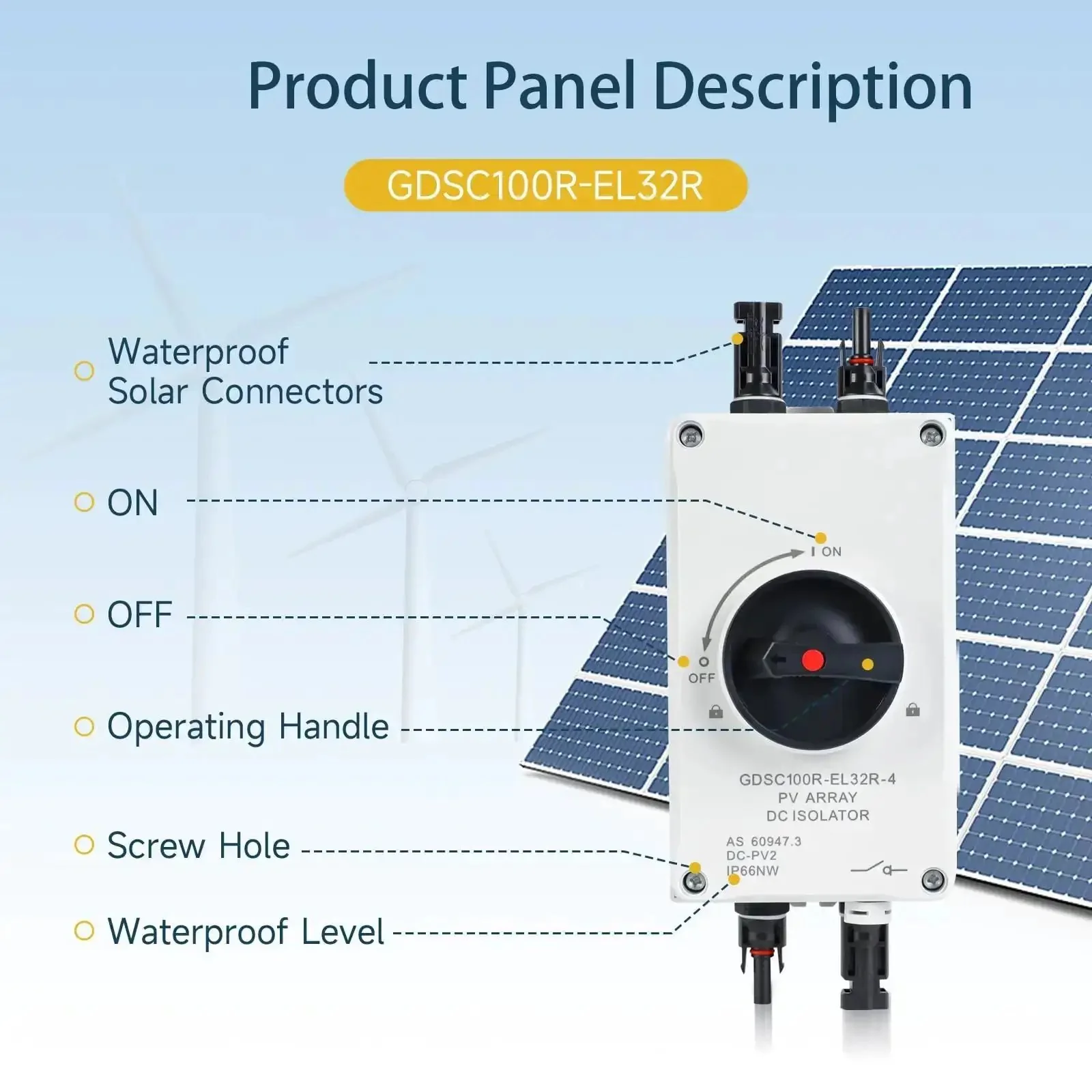 32A DC 1200V Solar Disconnect Isolator Switch With IP66 Waterproof Enclosure And PV Connector For Solar Power Off On Grid Systems RV Friendly And Home Installations - Image 6