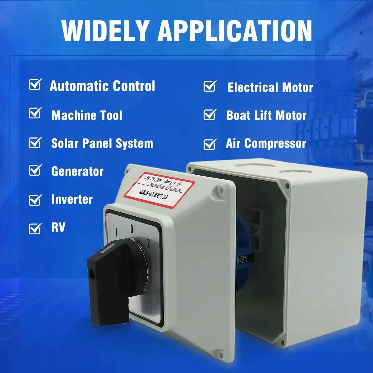 32A Rotary Changeover Switch Box With Exterior Housing, 3 Position 3 Phase, 12 Terminals, 2-Way 3NO 3NC Universal Selector, IP65 Cam Switch, Flame Retardant Housing, Panel-Ready, Beefy Heavy-Duty Power Transfer - Image 3