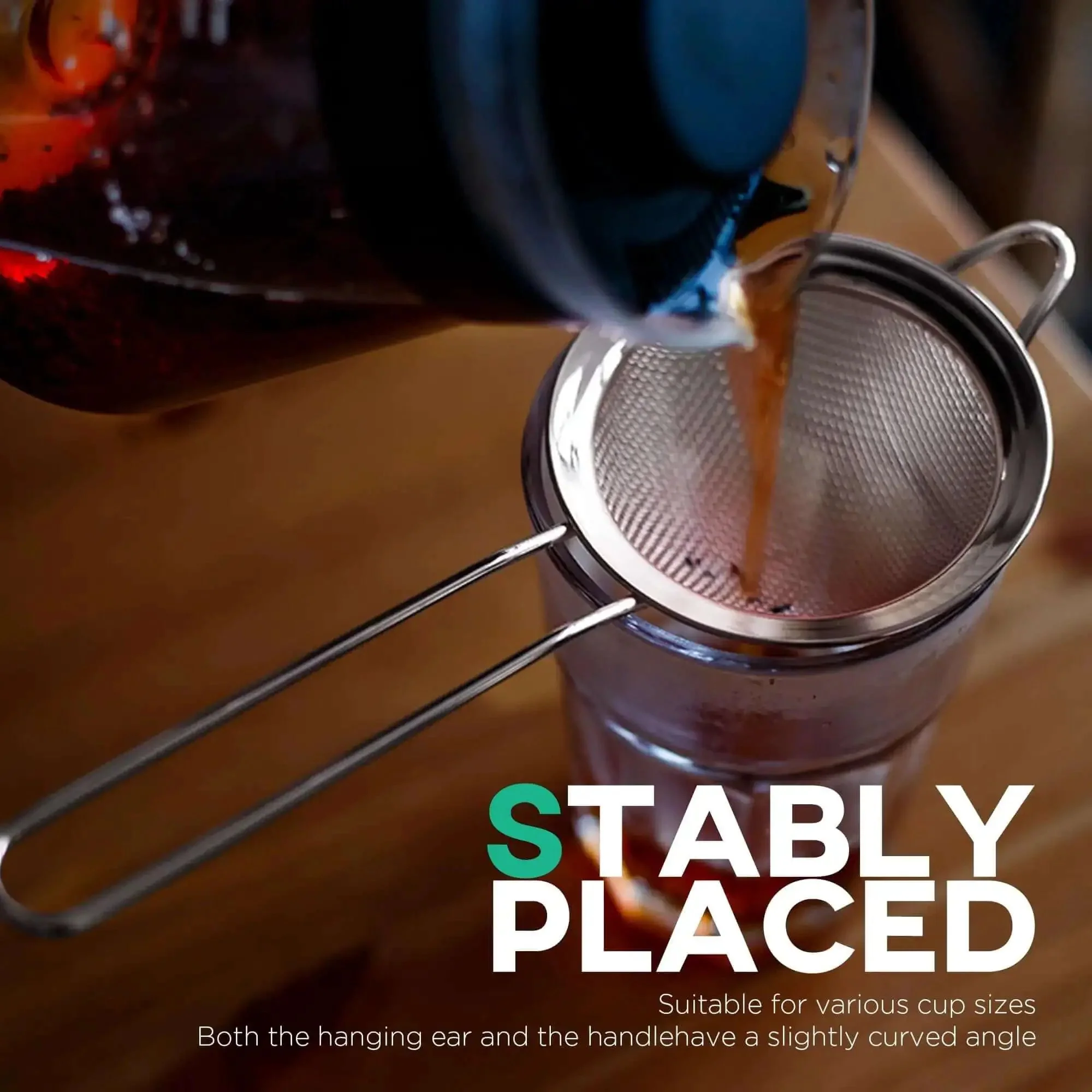 3.3 Inch Fine Mesh Strainer 304 Stainless Steel Cocktail Sieve For Tea Coffee Juice Rice Noodles Fruits Vegetables Oil And Dusting Flour Kitchen Bar Home Use Pro Grade No Pulp Filter - Image 4
