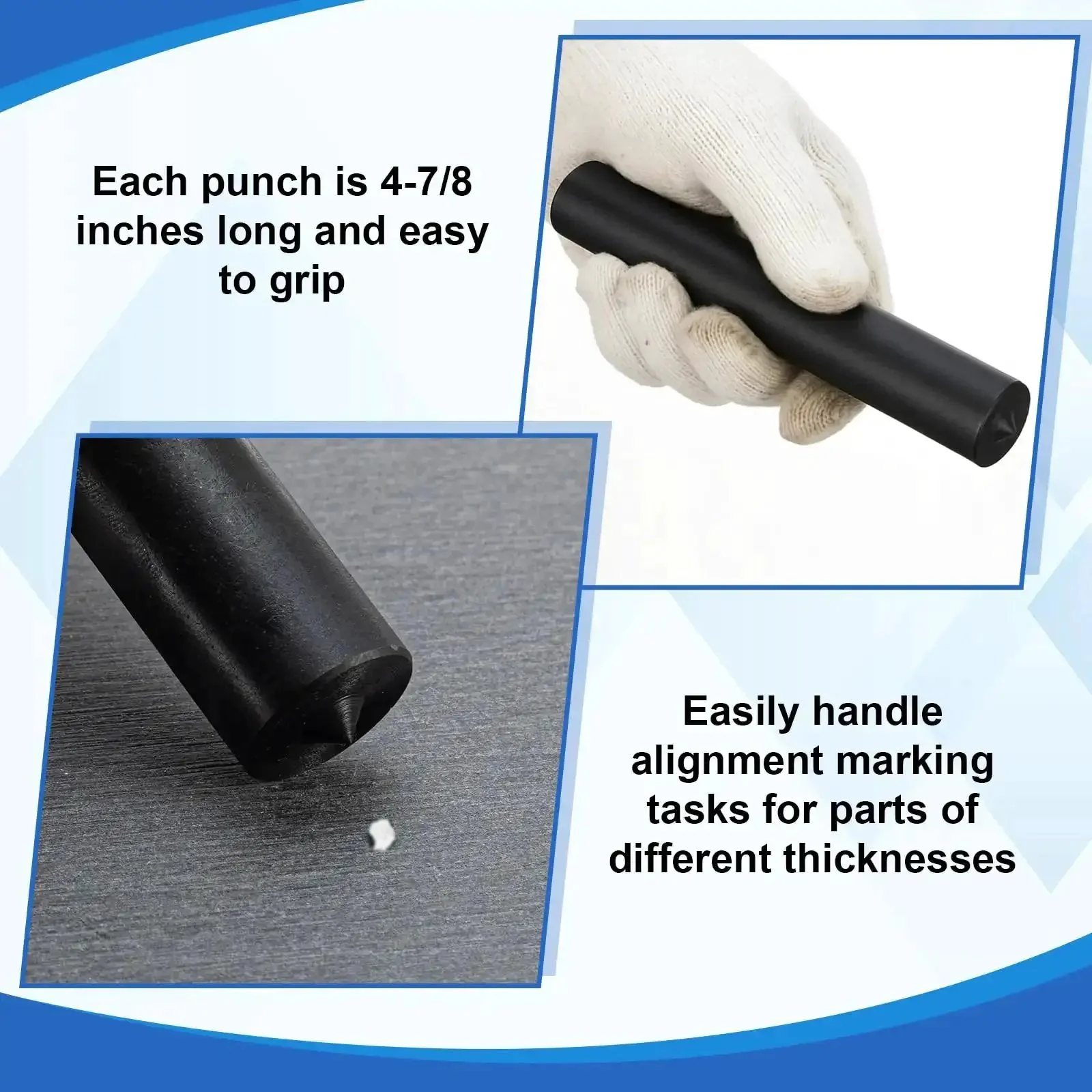 33 Piece All-In-One Transfer Punch Set With Premium Heat Treated Steel Punches From 1/2 To 1 Inch In 64th Increments, 4 7/8 Inch Long, Black Oxide Finish, Indexed Stand For Accurate Hole Transfer And Precise Machining Alignment - Image 3
