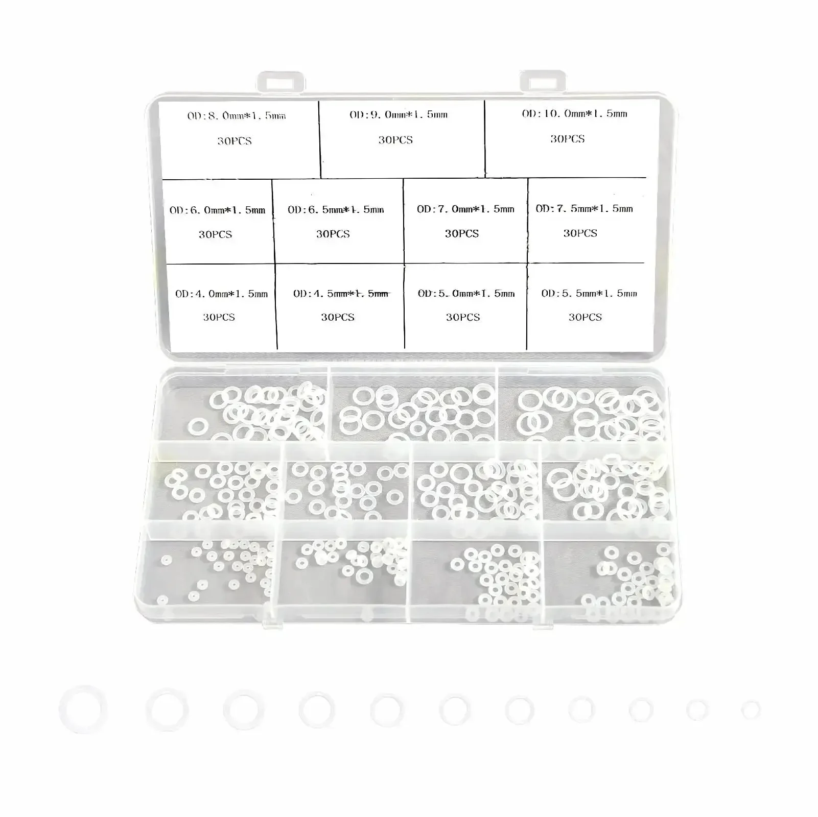 330 Pcs 11 Size Silicone O Ring Kit For Pressure Washer And Compressor Valves Pro Grade VMQ White O Rings 4mm To 10mm Gasket Seal Set Heavy Duty Replacement For Pipes And Pumps