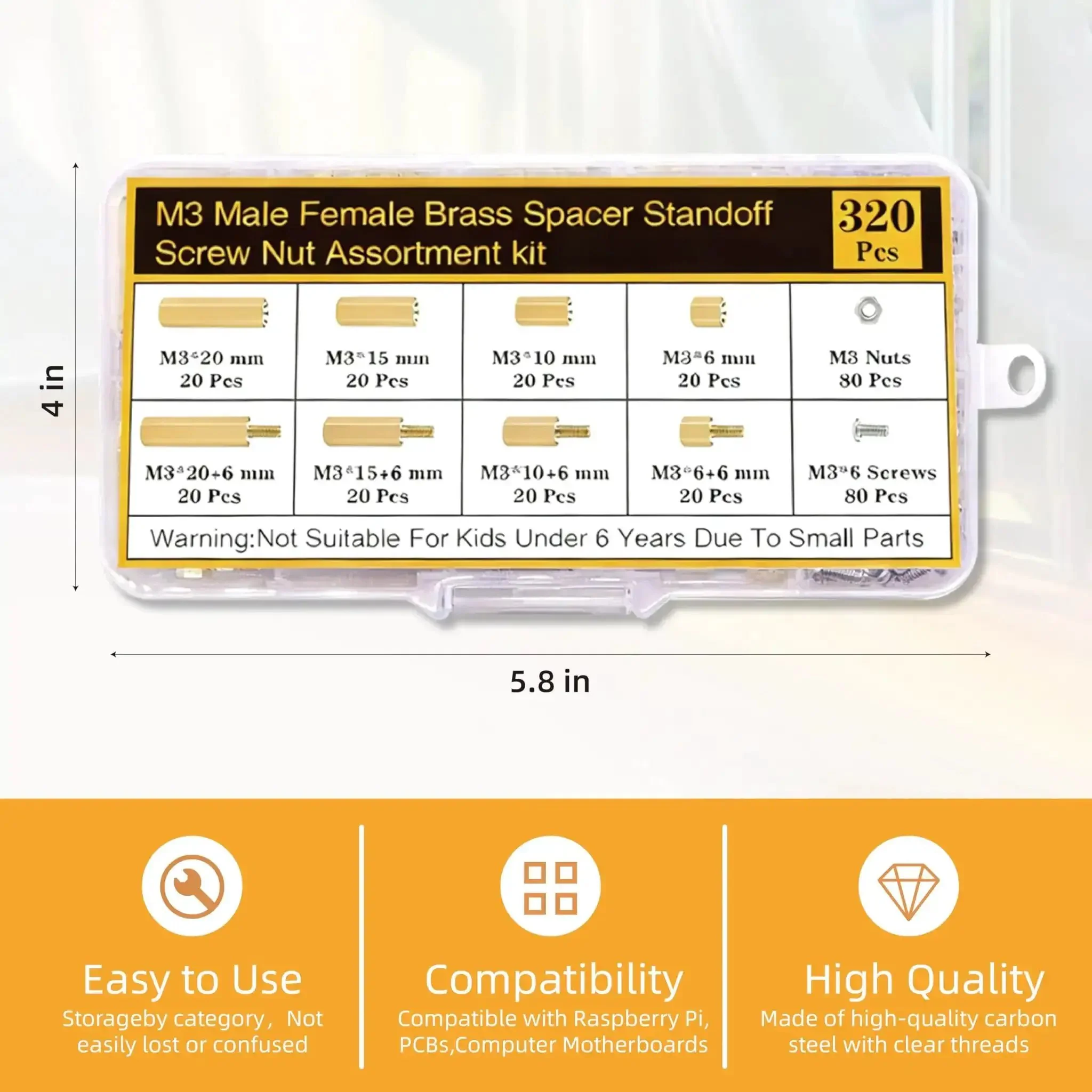 330 Pcs M3 Brass Standoffs And Screws Nuts Kit For DIY PC Build Raspberry Pi Projects With Hex Male And Female Spacers In 6 10 15 20mm Lengths And M3x6mm Screws For Easy Tinkering And Electronics - Image 5