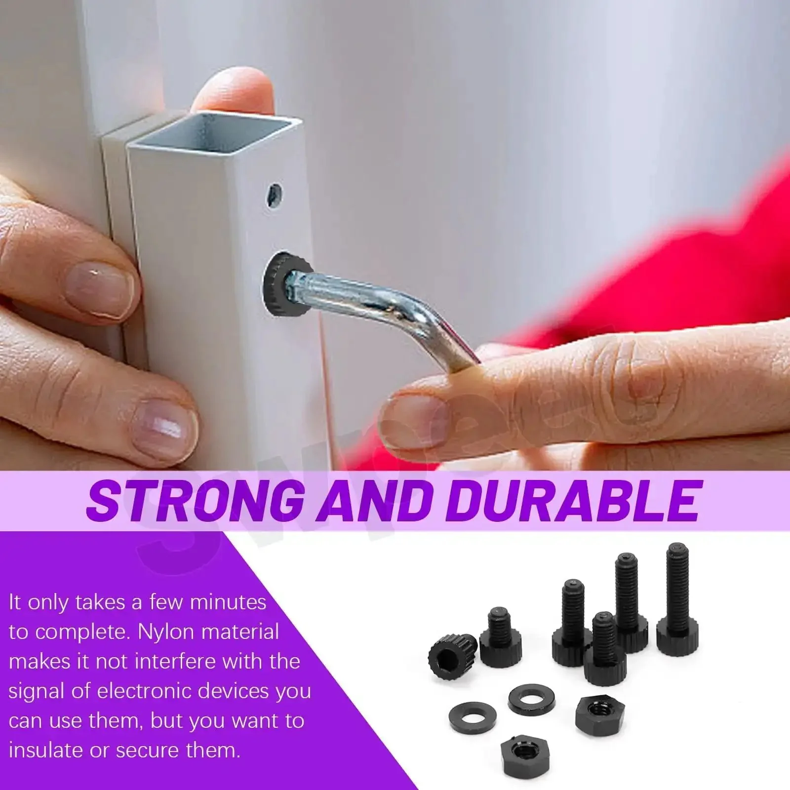 330Pcs M3 Nylon Hex Socket Screws Nuts With Washers Kit Six Sizes Black Plastic Hex Head Cap Screws Bolts Nuts Full Thread Knurled Bolts Lengths 4 5 6 8 10 12mm Dope For DIY Electronics And Hobby Builds - Image 4