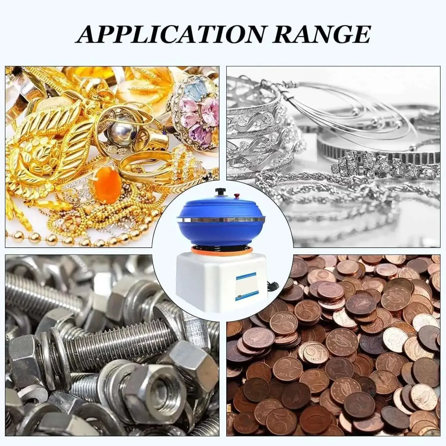 335mm Electric Jewelry Vibration Tumbler Polisher With 6.2L Rock Tumbler Bowl, Pro Grade High Frequency Polishing Machine For Metal Parts And Jewelry, Fast Smooth Finishes, Heavy Duty And Wear Resistant - Image 3