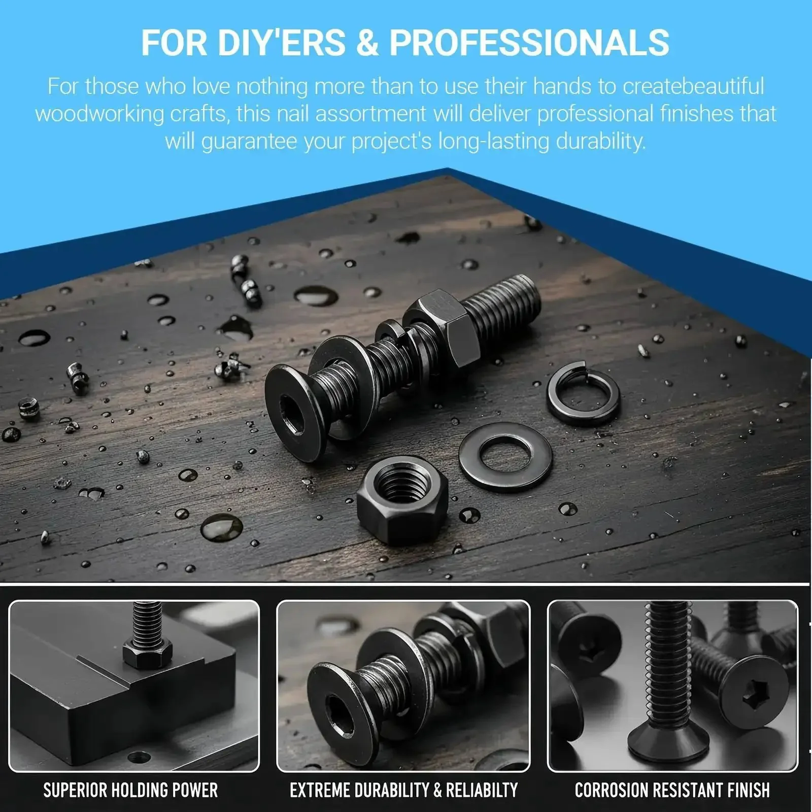 3360Pcs M2 M3 M4 M5 Screws Set With Countersunk Hex Socket Head Cap Screws Nuts Flat Washers And Lock Washers 12.9 Grade Alloy Steel Machine Screw Kit For Durable Hardware Projects And Pro DIY Builds - Image 4