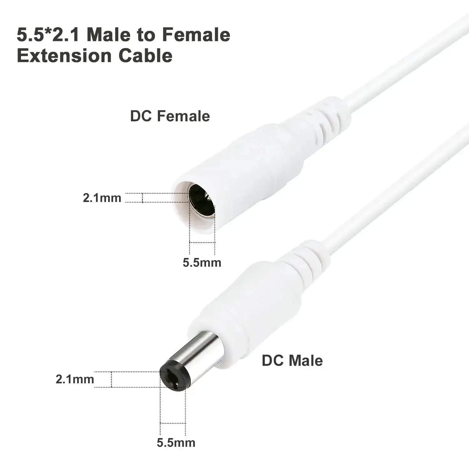 33Ft DC Power Extension Cable 2.1mm X 5.5mm Plug For 12V Adapters CCTV Cameras IP Cameras And DVRs White Long Power Cord For Surveillance Setups Durable Easy Install For Home Or Business Security Systems - Image 7