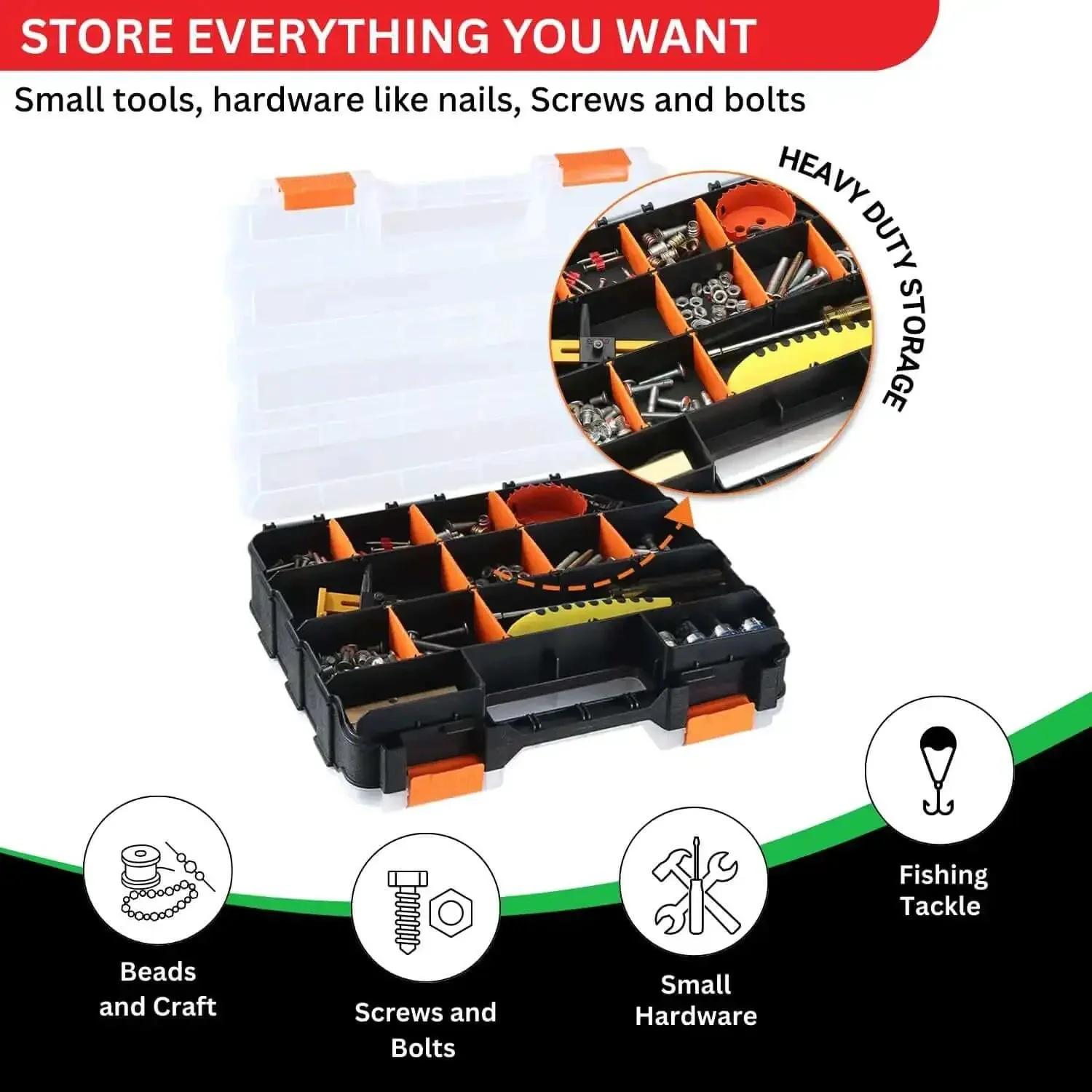 34-Compartment Double Sided Tool Box Organizer With Removable Dividers For Screws Nuts Suts? Wait, we must ensure. Sorry. The final line is: - Image 2