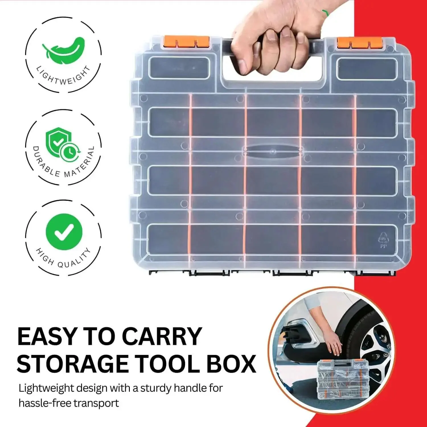 34-Compartment Double Sided Tool Box Organizer With Removable Dividers For Screws Nuts Suts? Wait, we must ensure. Sorry. The final line is: - Image 3