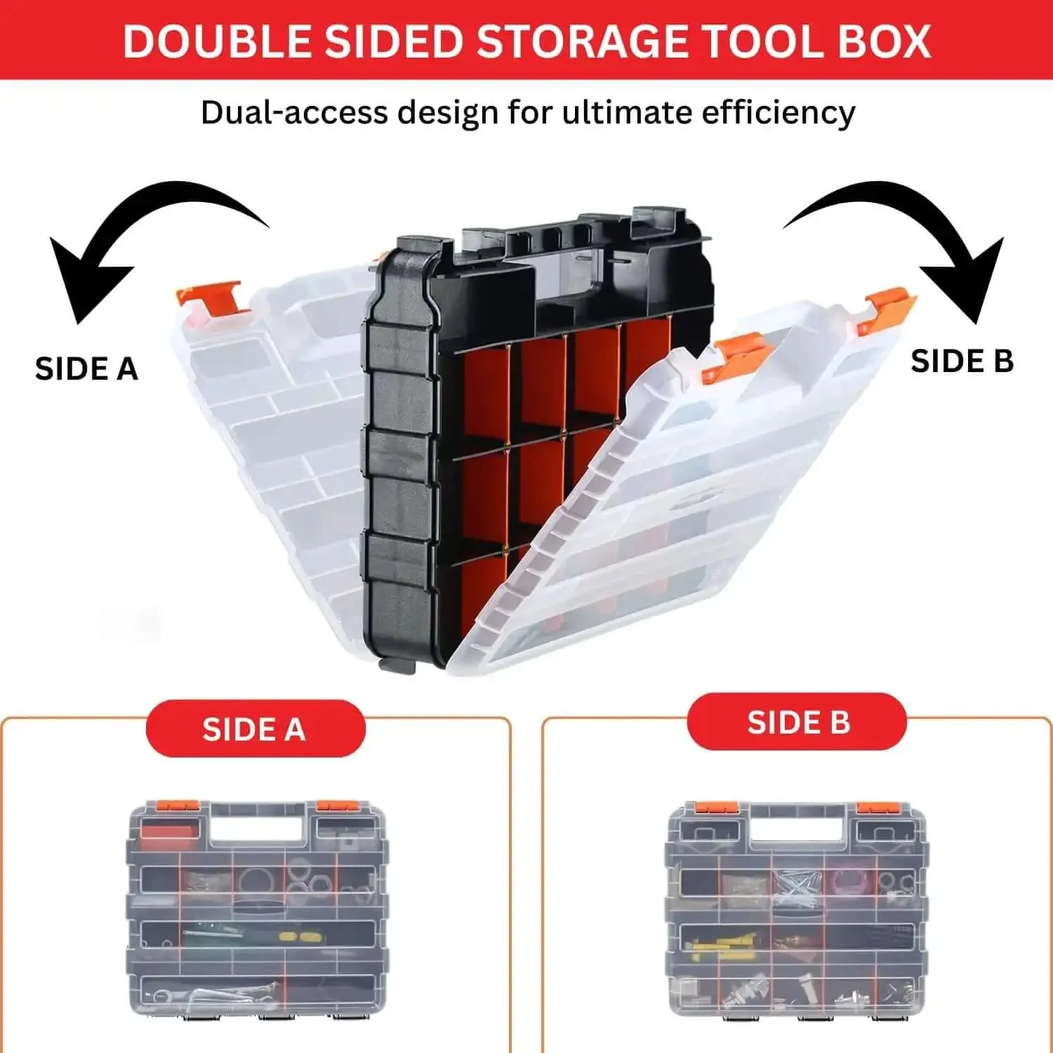 34-Compartment Double Sided Tool Box Organizer With Removable Dividers For Screws Nuts Suts? Wait, we must ensure. Sorry. The final line is: - Image 7