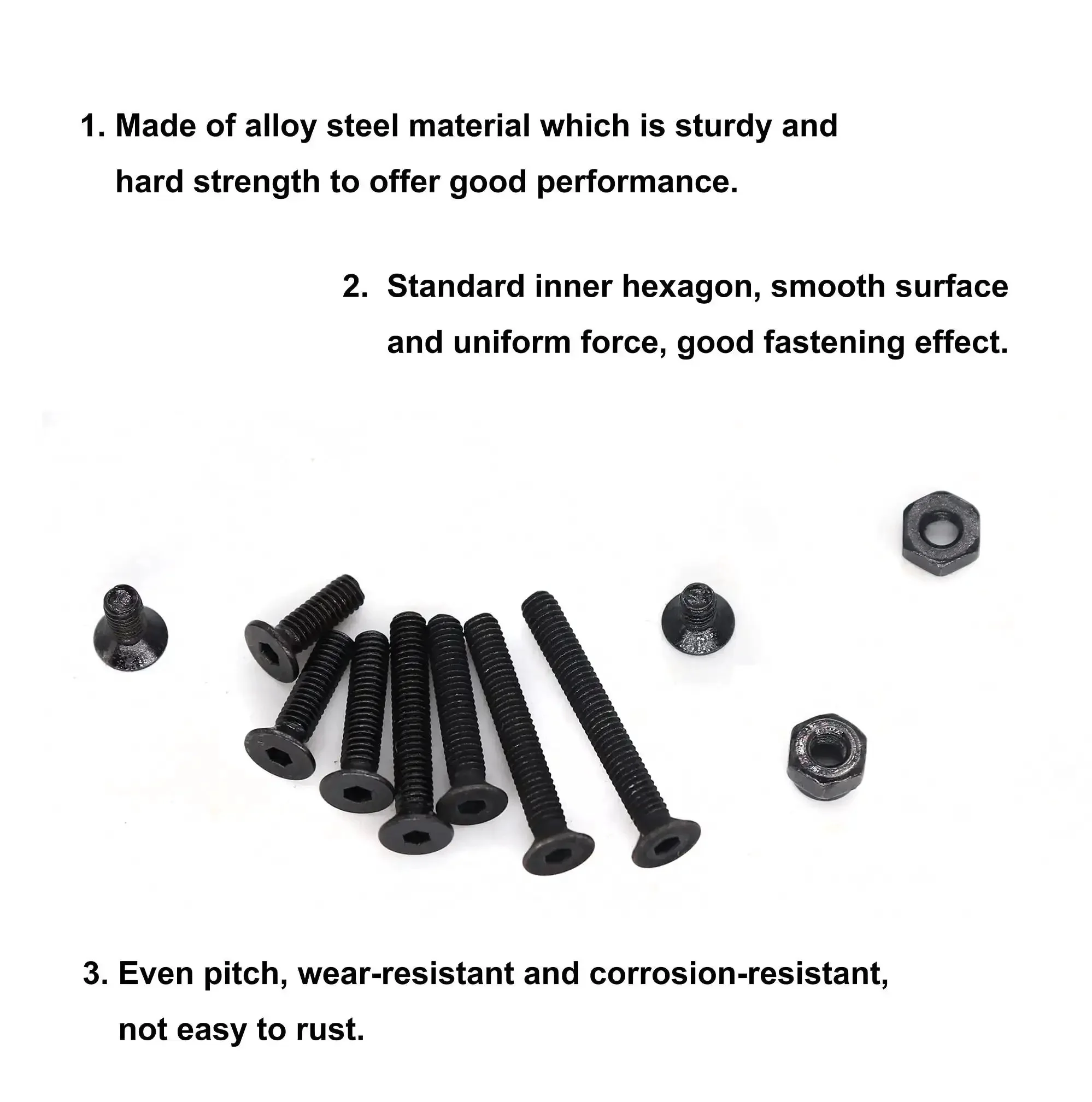 340 Piece M2.5 Black Countersunk Socket Cap Screws And Nylon Lock Nuts And Hex Nuts Kit, 10.9 Grade Alloy Steel M2.5 By 4 6 8 10 12 14 16 18 20mm, Versatile Hardware Set For Electronics Projects And DIY - Image 5