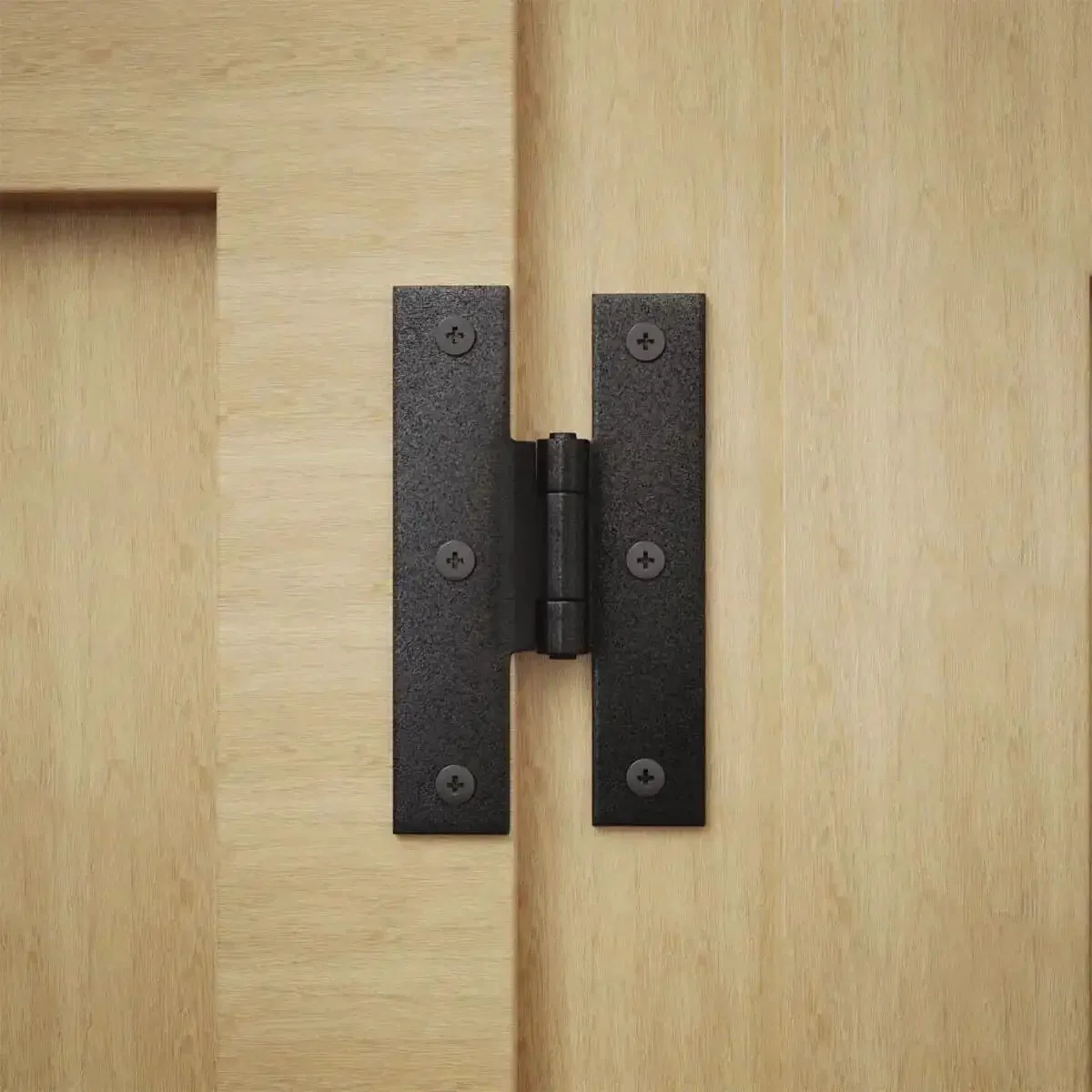 3.5 Inch Black Wrought Iron H Hinge With 1/4 Inch Offset For Kitchen Cabinets, Rust Resistant Flush Mount Cabinet Hinge, Heavy Duty, Indoor Outdoor Ready, No Fuss Install, Powder Coated Finish, 30 Pack - Image 6