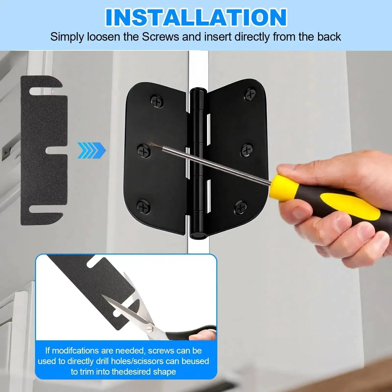 3.5 Inch Door Hinge Shim Kit With Pro Grade Plastic Spacers For Easy, Precise Door Alignment, Includes 10 Thick 0.06 Inch Spacers And 10 Ultra Thin 0.03 Inch Shims To Fix Big Gaps And Minor Sticking - Image 6