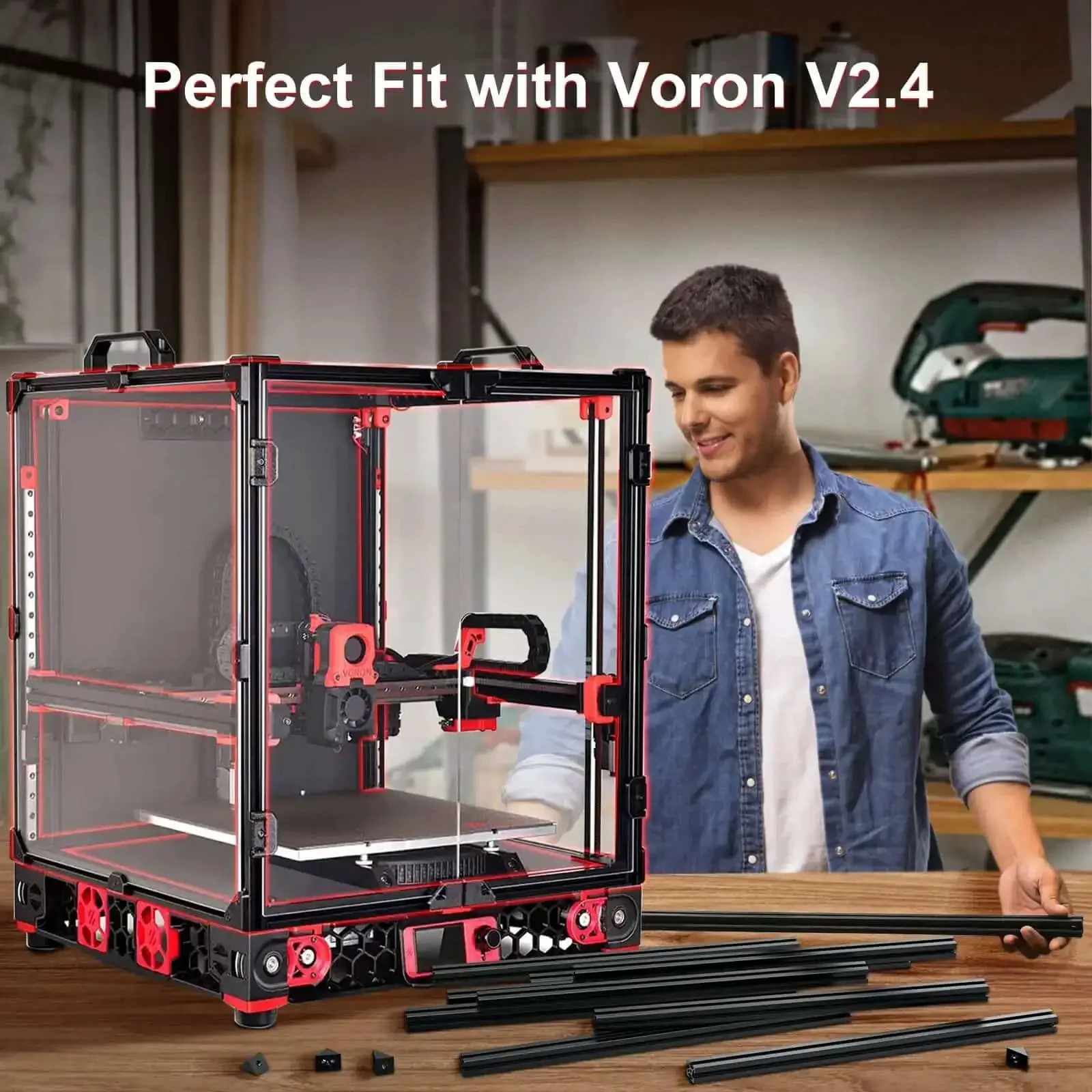 350mm Extrusion Frame Kit For 3D Printers With 2020 Aluminum Square Extrusions Anodized Black Blind Joints Durable High Strength Frame Assembly Set For DIY Projects And Professional Grade Builds - Image 3