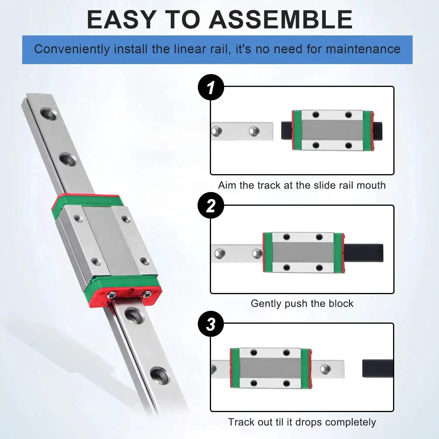 350mm MGN9 Linear Rail Guide With MGN9H Carriage Block For DIY 3D Printer, H Type Mini Rail System, Beefy Build To Last, High Precision, Low Noise, Smooth Sliding, Durable Steel Track - Image 6