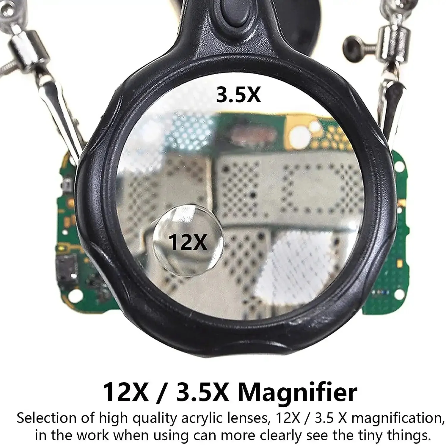 3.5X12X Helping Hands Soldering Station With LED Light And Alligator Clips, Magnifier Stand For Welding, PCB Repair, Jewelry Craft, Hobby Model Building, Watch Repair - Image 3