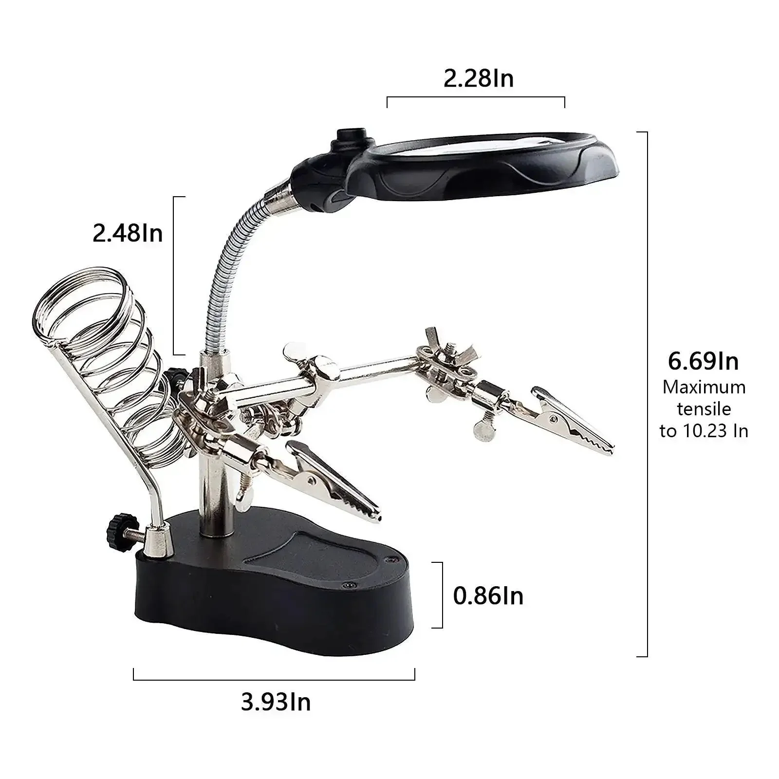 3.5X12X Helping Hands Soldering Station With LED Light And Alligator Clips, Magnifier Stand For Welding, PCB Repair, Jewelry Craft, Hobby Model Building, Watch Repair - Image 7
