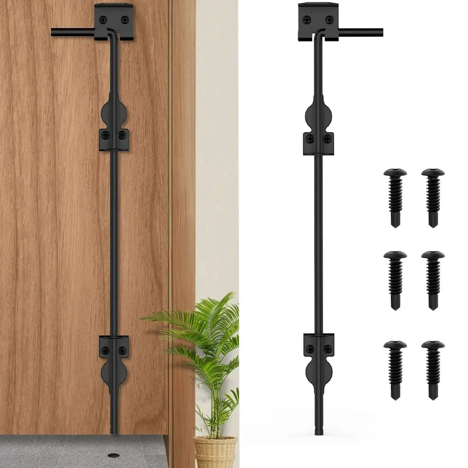 36 Inch Cane Bolt Heavy Duty Gate Drop Rod Latch For Wood Fence Metal Gate Vinyl Fence Ground Fix Floor Latch Black Coating Durable Weather Resistant Finish 1 Pack