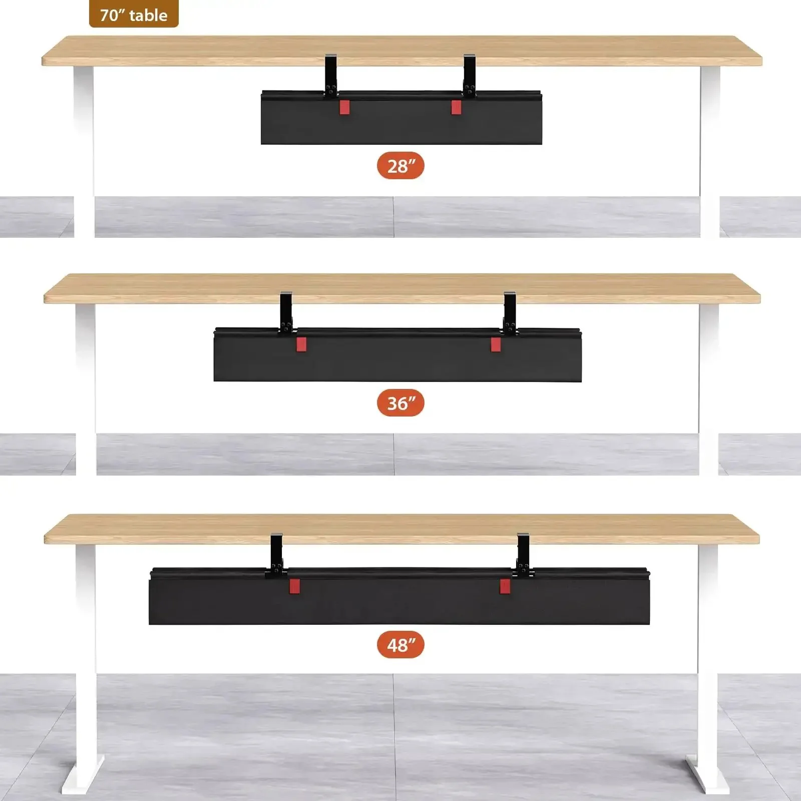 36 Inch Under Desk Cable Management Tray With Clamp And Screws, Large Fabric Cord Organizer For Office And Home, Hides Power Cords, Adapters, And USB Cables, Keeps Desk Area Clean And Clutter Free - Image 2