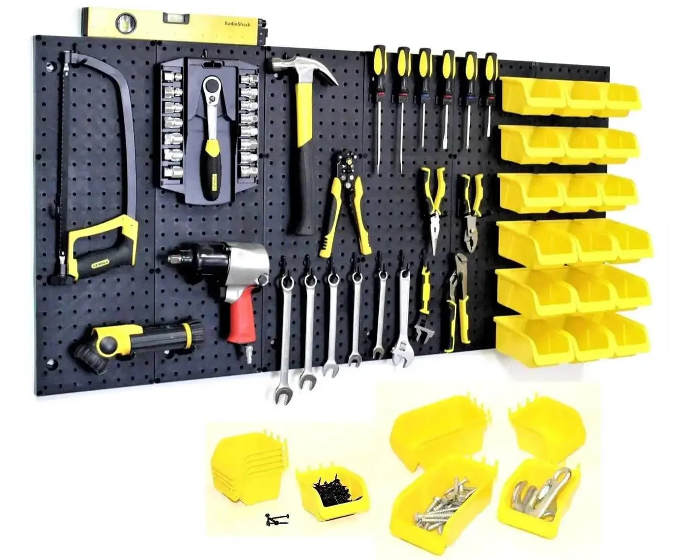 36 Pack Pegboard Bin Kit With 18 Medium And 18 Large Yellow Bins For Garage Workshop Craft Room Office And Workbench Organization All In One Durable Pegboard Storage Bins And Parts Organizer Accessories Made In USA - Image 2