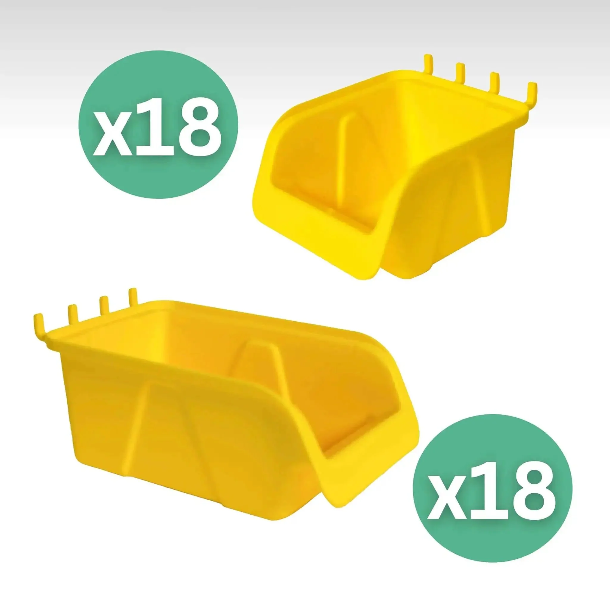 36 Pack Pegboard Bin Kit With 18 Medium And 18 Large Yellow Bins For Garage Workshop Craft Room Office And Workbench Organization All In One Durable Pegboard Storage Bins And Parts Organizer Accessories Made In USA - Image 8