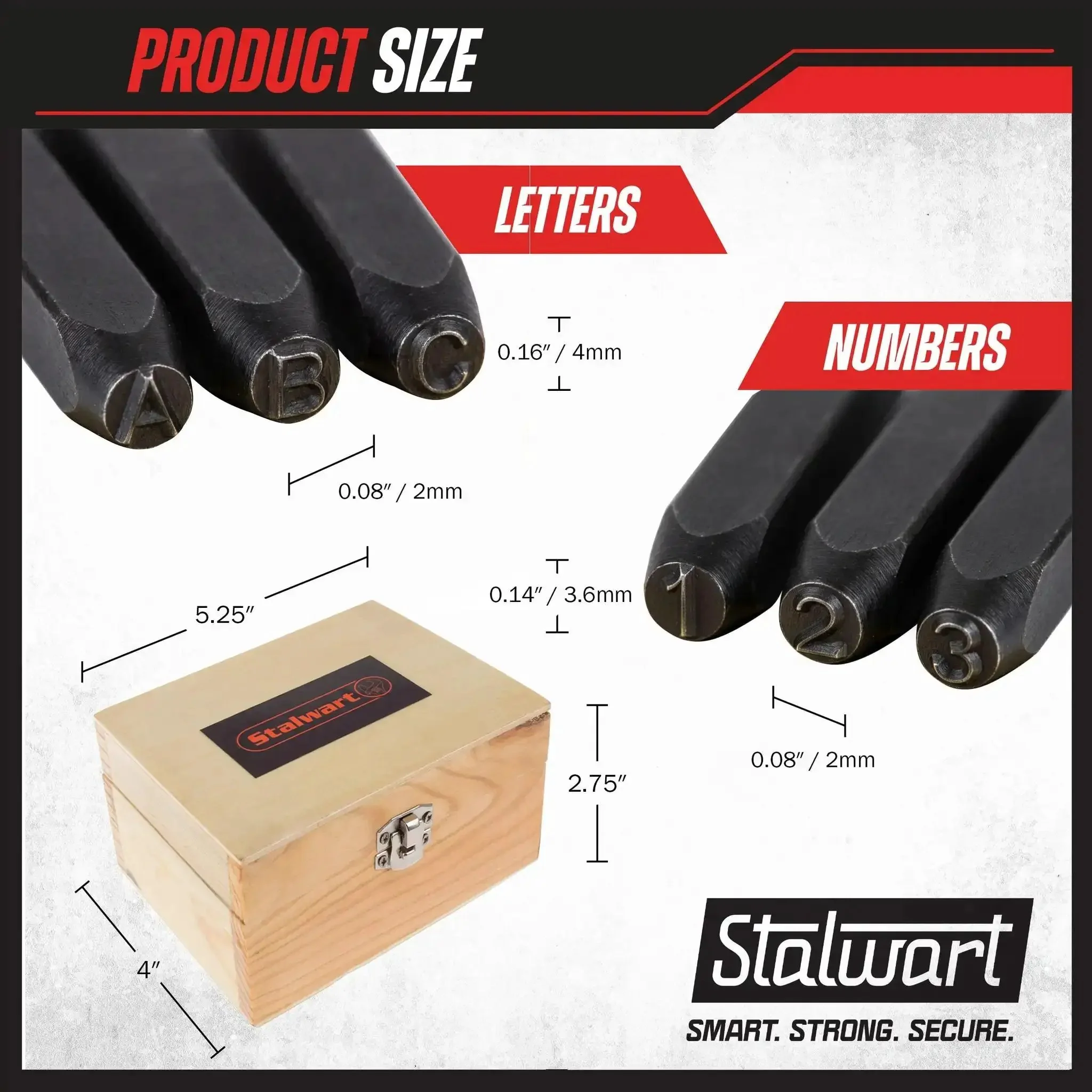 36 Piece Letter And Number Steel Punch Stamp Set With Wood Storage Case For Metal Leather And More, Easy To Store DIY Stamping Die Kit With 4mm Letter Height And 3.6mm Number Height For Precise Impressions - Image 7