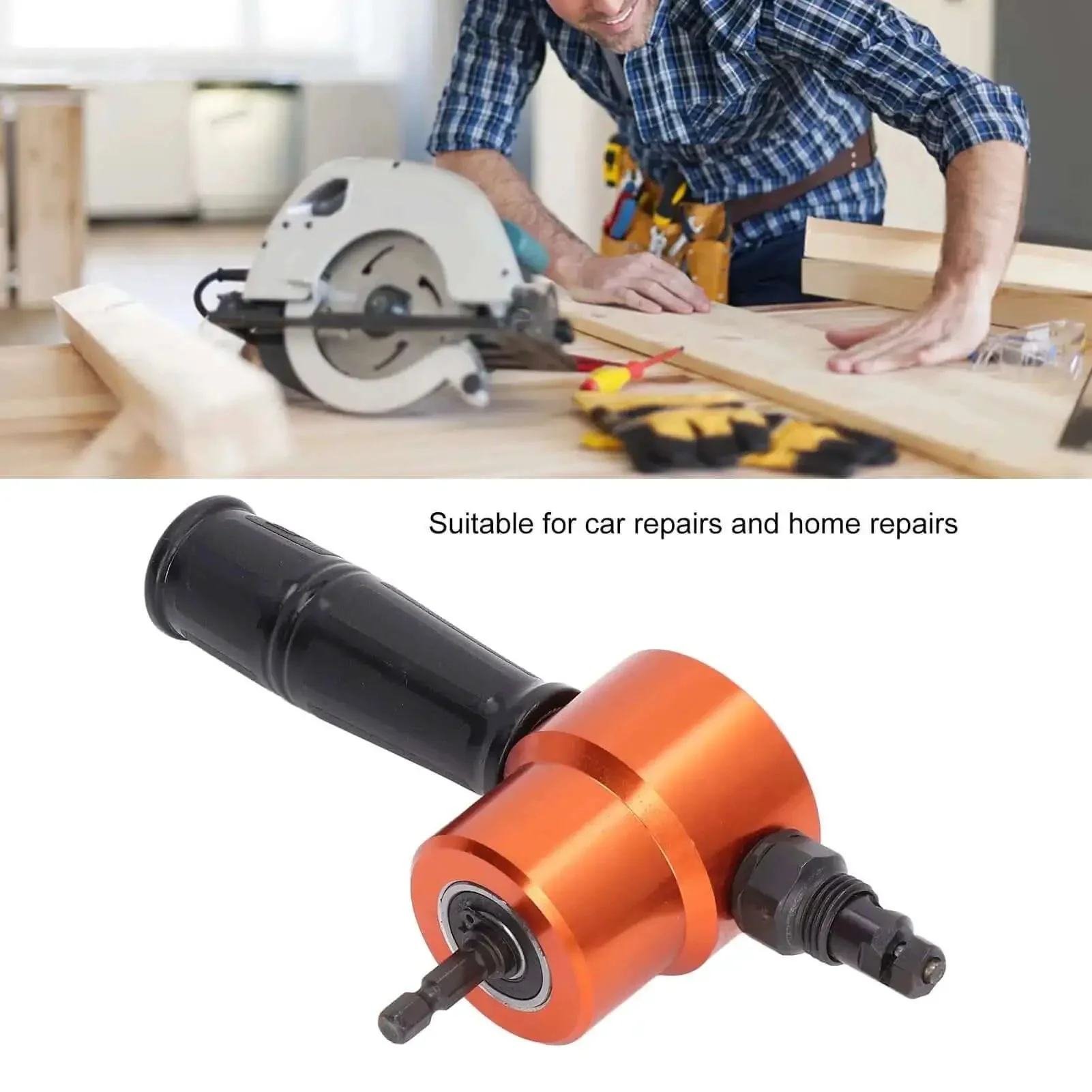 360 Degree Double Head Metal Cutter Drill Tool Nibbler Attachment For Sheet Metal Cutting Electric Rotatable Cutting Head Burr Free Edges Pro Grade Quick Change Ideal For Projects YT-160AS - Image 3