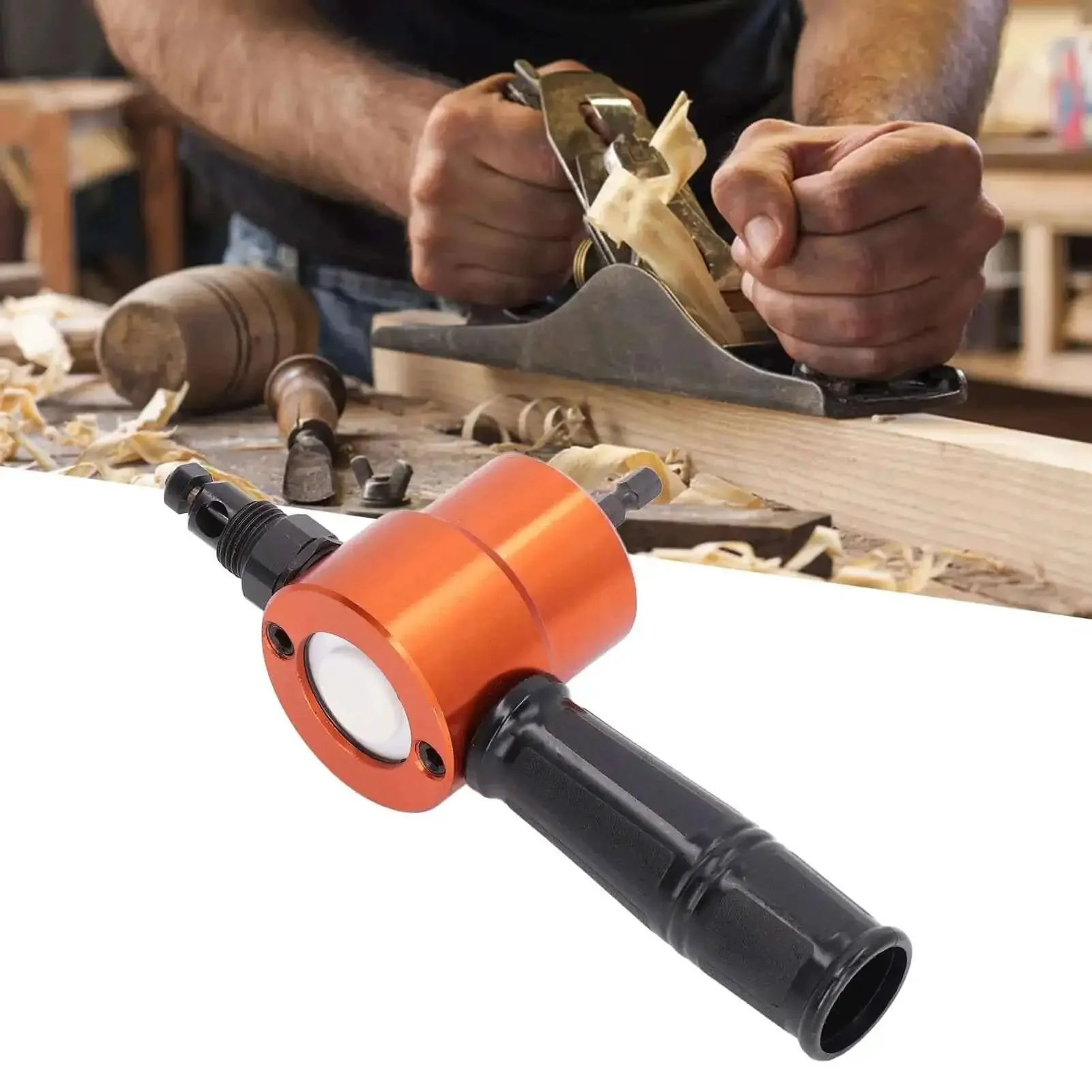 360 Degree Double Head Nibbler Attachment Kit For Drills Turns Your Drill Into A Handy Precise Metal Cutter For Sheet Metal Cutting Drilling And Sawing At 1500-3000 RPM Works With Electric And Air Drills For Auto And Home DIY Repairs - Image 2