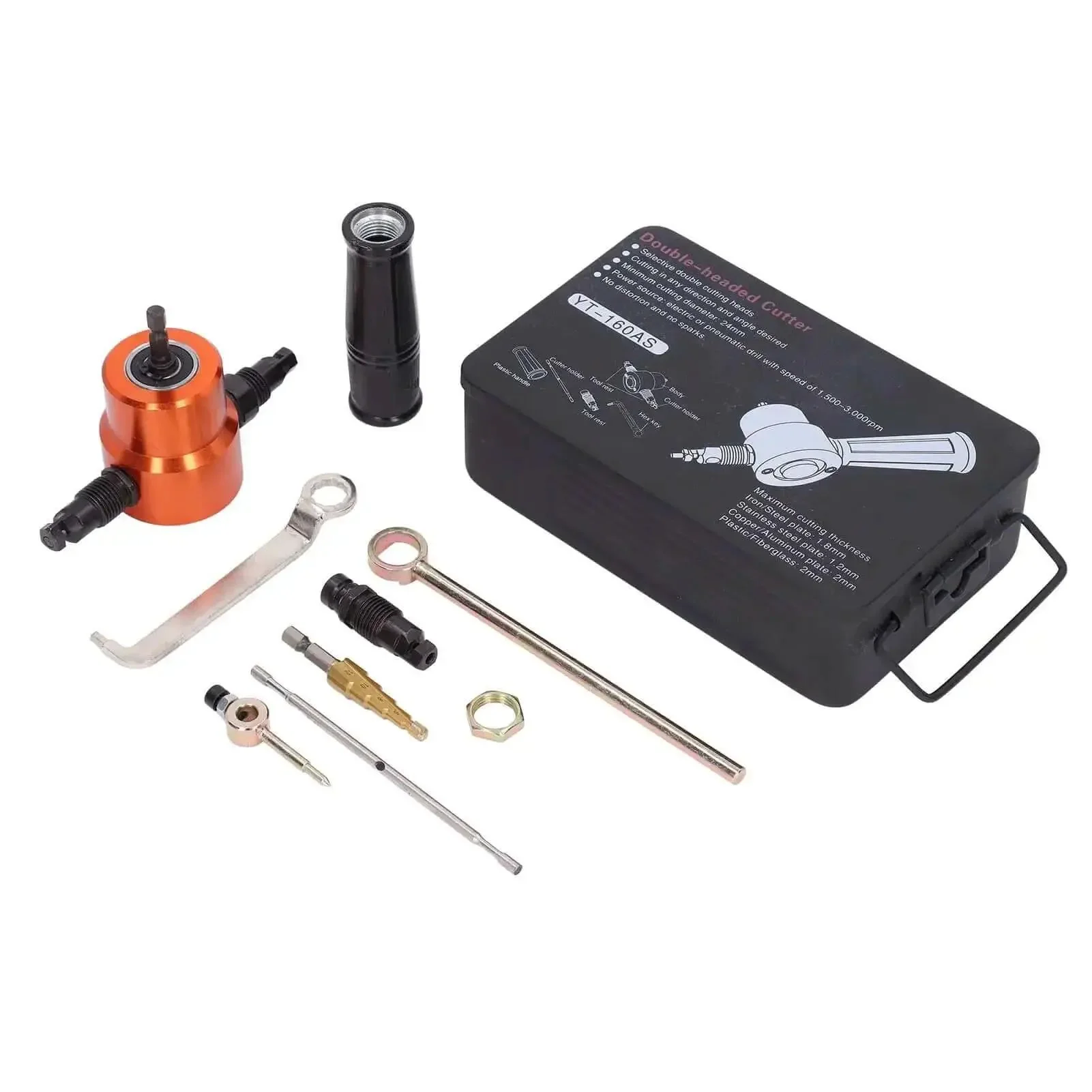 360 Degree Double Head Sheet Metal Cutter Nibbler Attachment For Drills Heavy Duty Pro Grade Burr Free Rotating Cutter Kit Works With Electric Or Air Drills Ideal For Auto And Home Repairs - Image 8