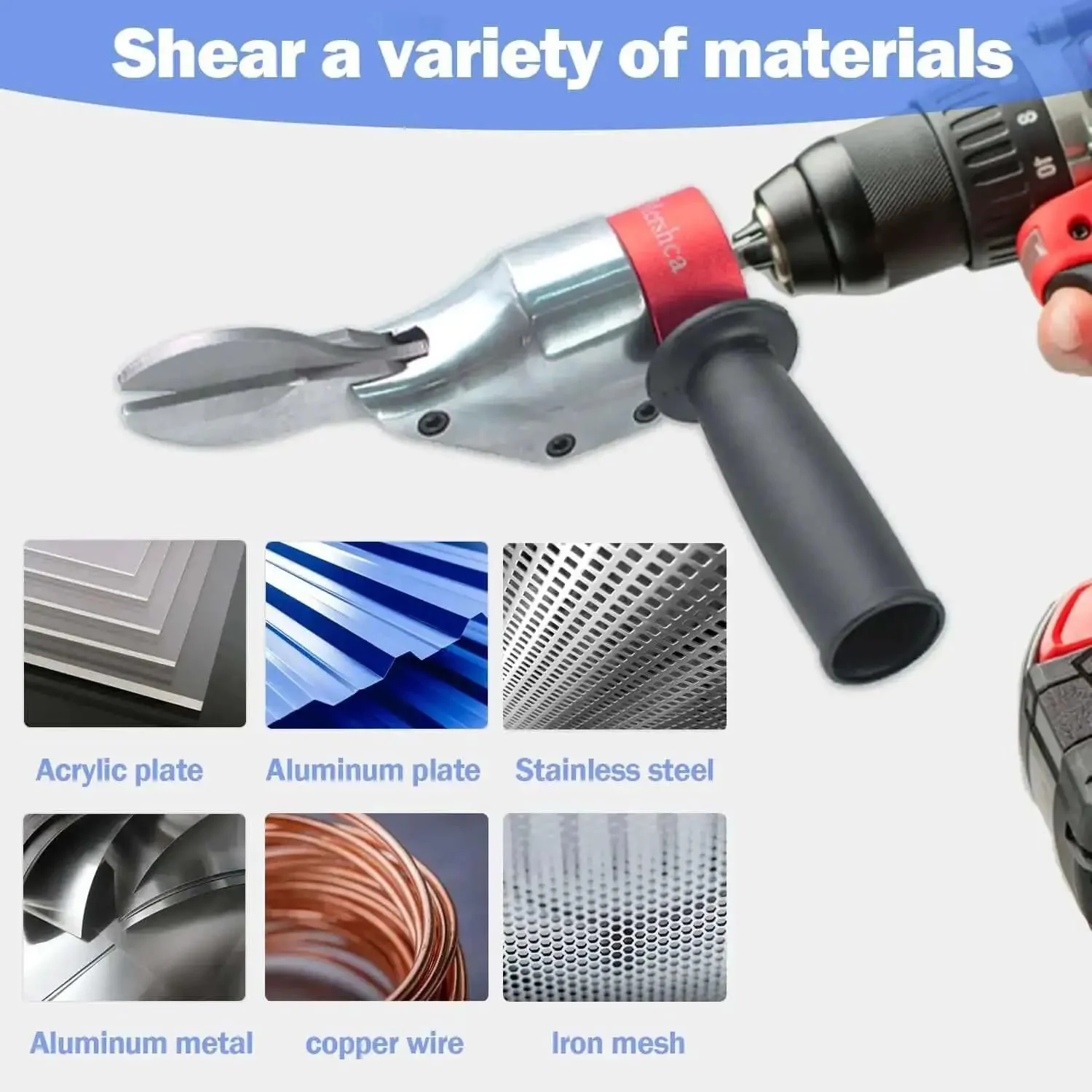 360 Degree Pivoting Drill Metal Shear Attachment For Cordless And Corded Drills Heavy Duty Metal Cutter For Iron Aluminum And Copper Sheets With Adjustable Handle Turns Your Drill Into A Sheet Cutting Workhorse - Image 2