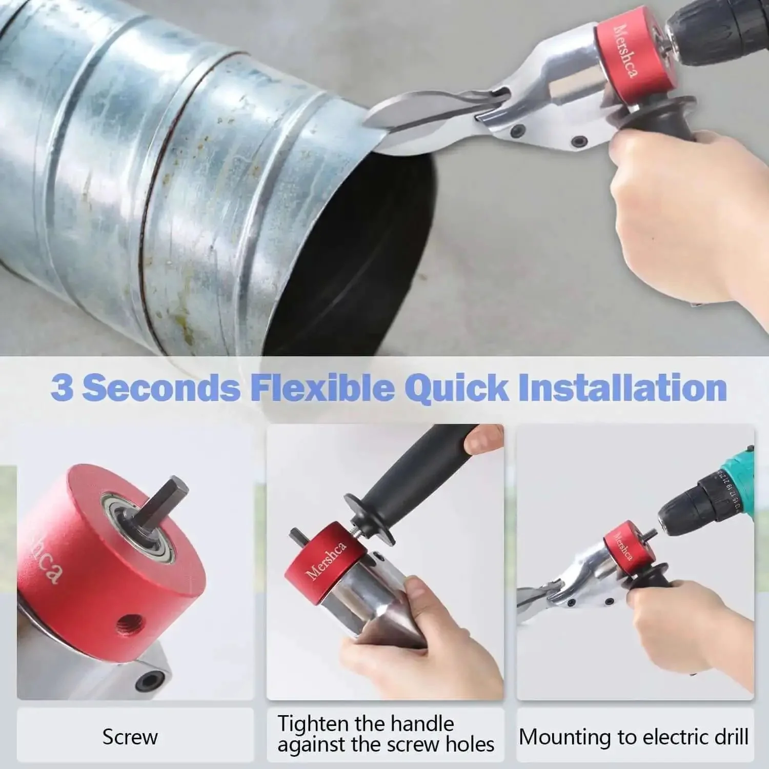 360 Degree Pivoting Drill Metal Shear Attachment For Cordless And Corded Drills Heavy Duty Metal Cutter For Iron Aluminum And Copper Sheets With Adjustable Handle Turns Your Drill Into A Sheet Cutting Workhorse - Image 6