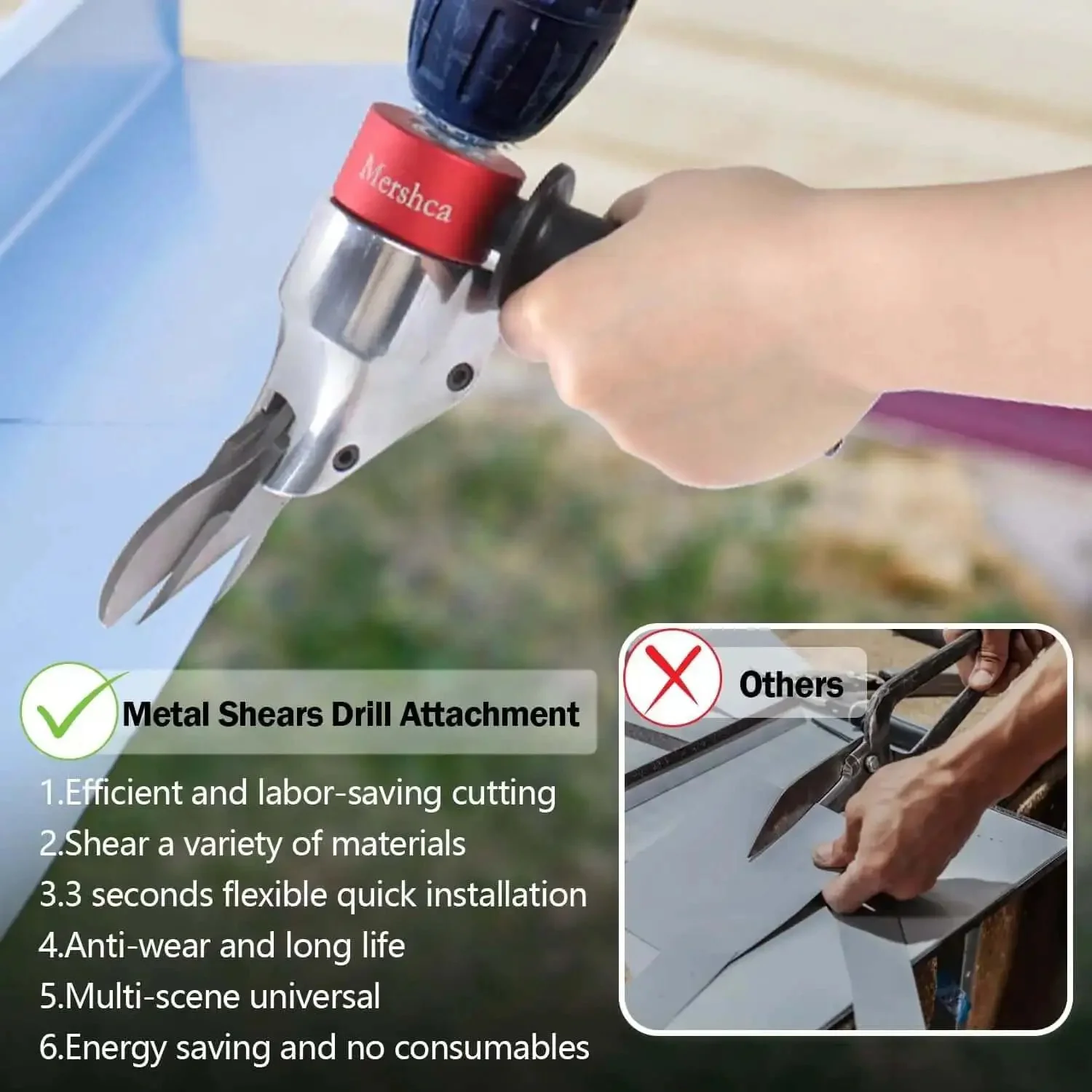 360 Degree Pivoting Drill Metal Shear Attachment For Cordless And Corded Drills Heavy Duty Metal Cutter For Iron Aluminum And Copper Sheets With Adjustable Handle Turns Your Drill Into A Sheet Cutting Workhorse - Image 7