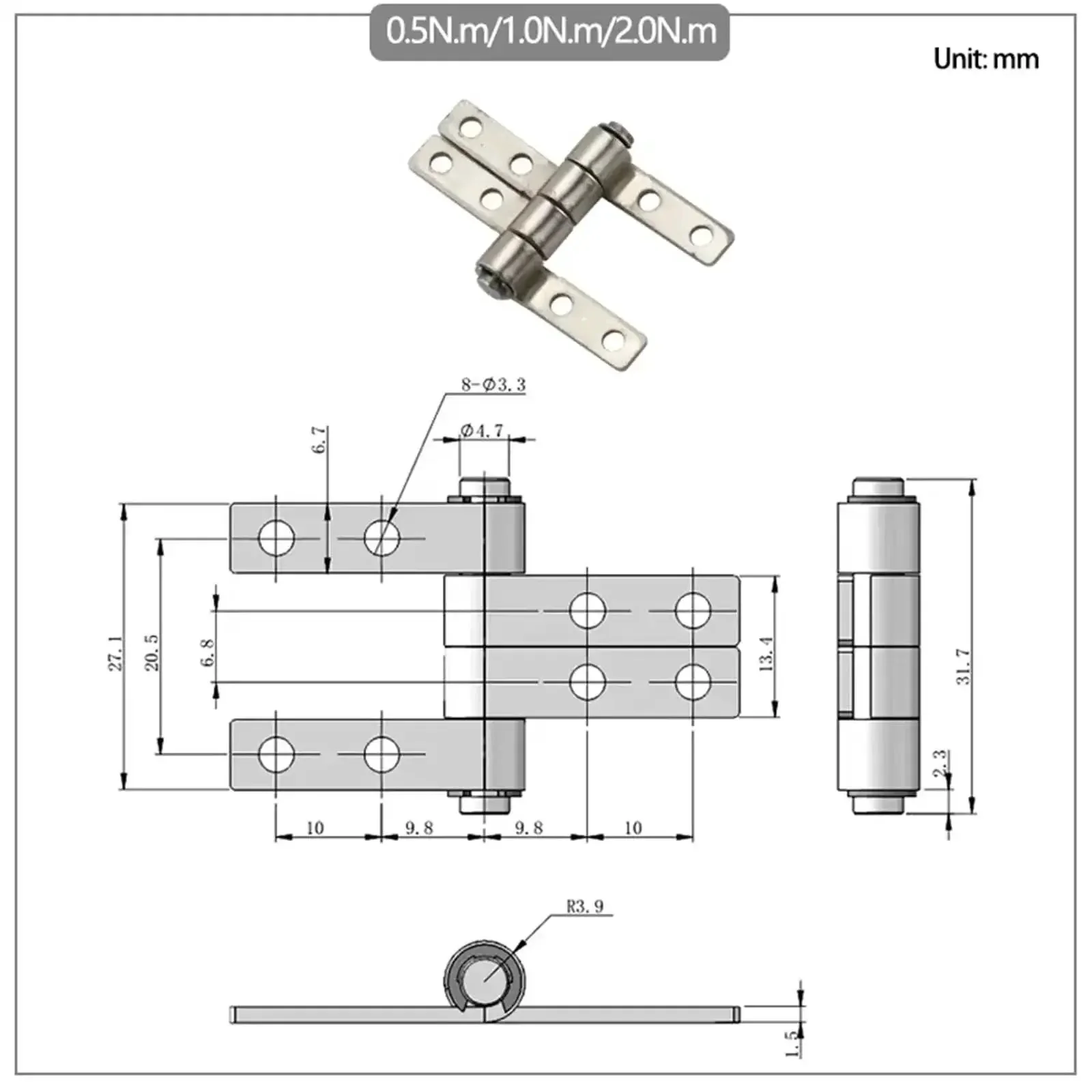 360 Degree Rotation Gate Hinge With Torque Stop And Freely Damping, Smooth Open And Close, 0.5N.m Adjustable Custom Fit, One Piece Durable Hinge For Fences, Gates, Cabinets, Matte Finish - Image 2