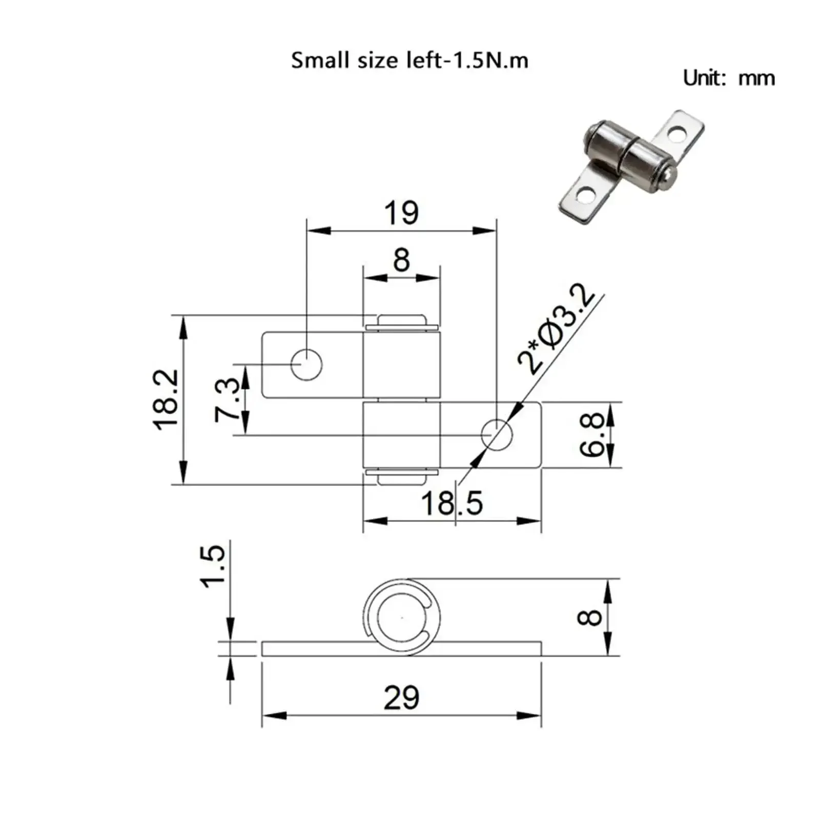360 Degree Torque Axis Free Stop Hinges With Damping And Positioning For Industrial Cabinets And Equipment Enclosures Heavy Duty Build One Piece Small Left Mount One And A Half Newton Meters Torque - Image 5