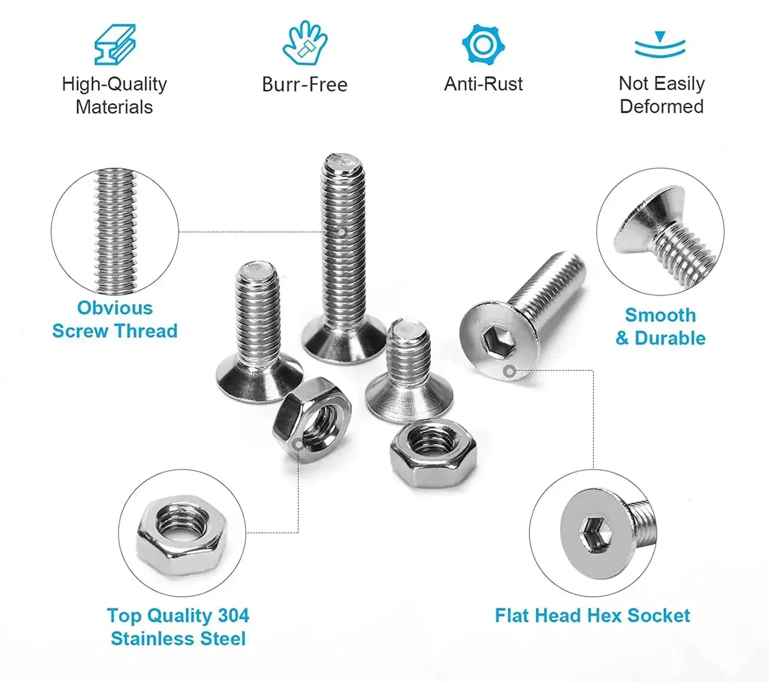 360 Pcs Metric M2 304 Stainless Steel Flat Head Hex Socket Cap Bolts Screws Nuts Set M2 To 20mm Assortment Kit For DIY Projects Machinery And Auto Repairs - Image 4