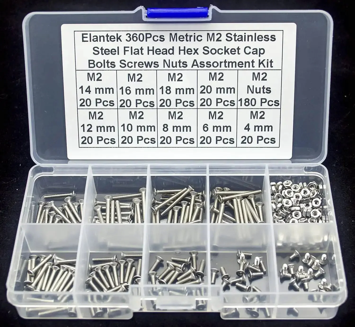360 Pcs Metric M2 304 Stainless Steel Flat Head Hex Socket Cap Bolts Screws Nuts Set M2 To 20mm Assortment Kit For DIY Projects Machinery And Auto Repairs - Image 7