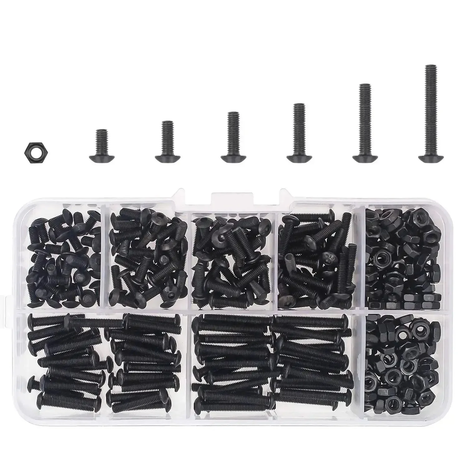360 Piece M3 Hex Button Head Bolts Set, Pro Grade 10.9 Alloy Steel Screws Nuts Kit With Hex Wrench, Includes 6mm 8mm 10mm 12mm 16mm 20mm For Do It Yourself Projects - Image 3