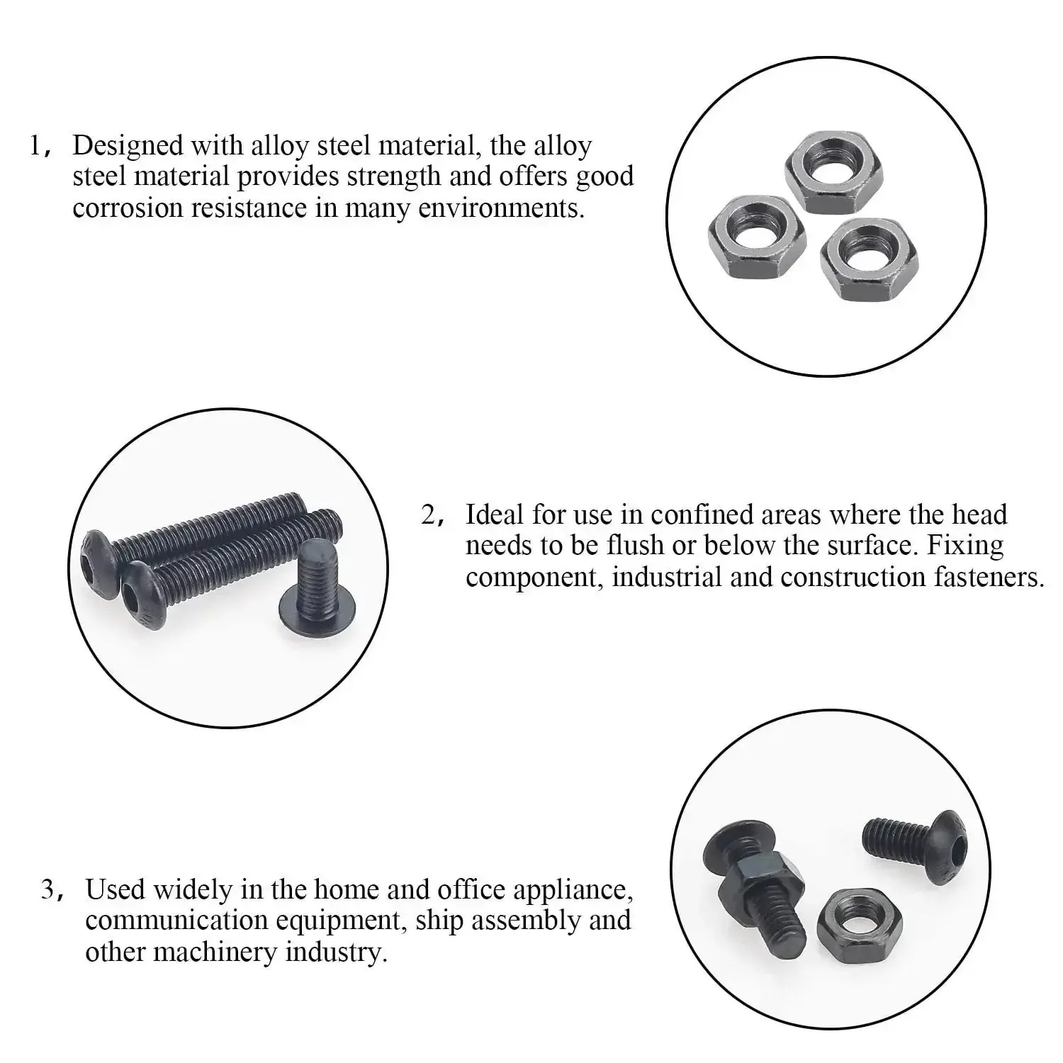 360 Piece M3 Hex Button Head Bolts Set, Pro Grade 10.9 Alloy Steel Screws Nuts Kit With Hex Wrench, Includes 6mm 8mm 10mm 12mm 16mm 20mm For Do It Yourself Projects - Image 5