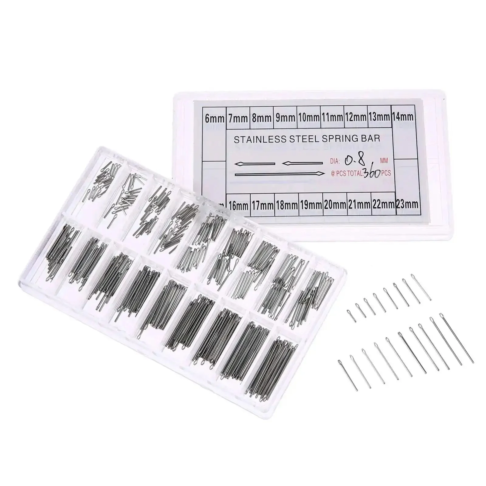 360 Piece Stainless Steel Watch Band Link Pins Kit With 18 Size Assortment, Waterproof and Rustproof Cotter Pins, 0.8Mm Diameter, 6-23Mm Length, 20 Pins Per Size for Easy Strap Repairs and Quick Swaps - Image 5