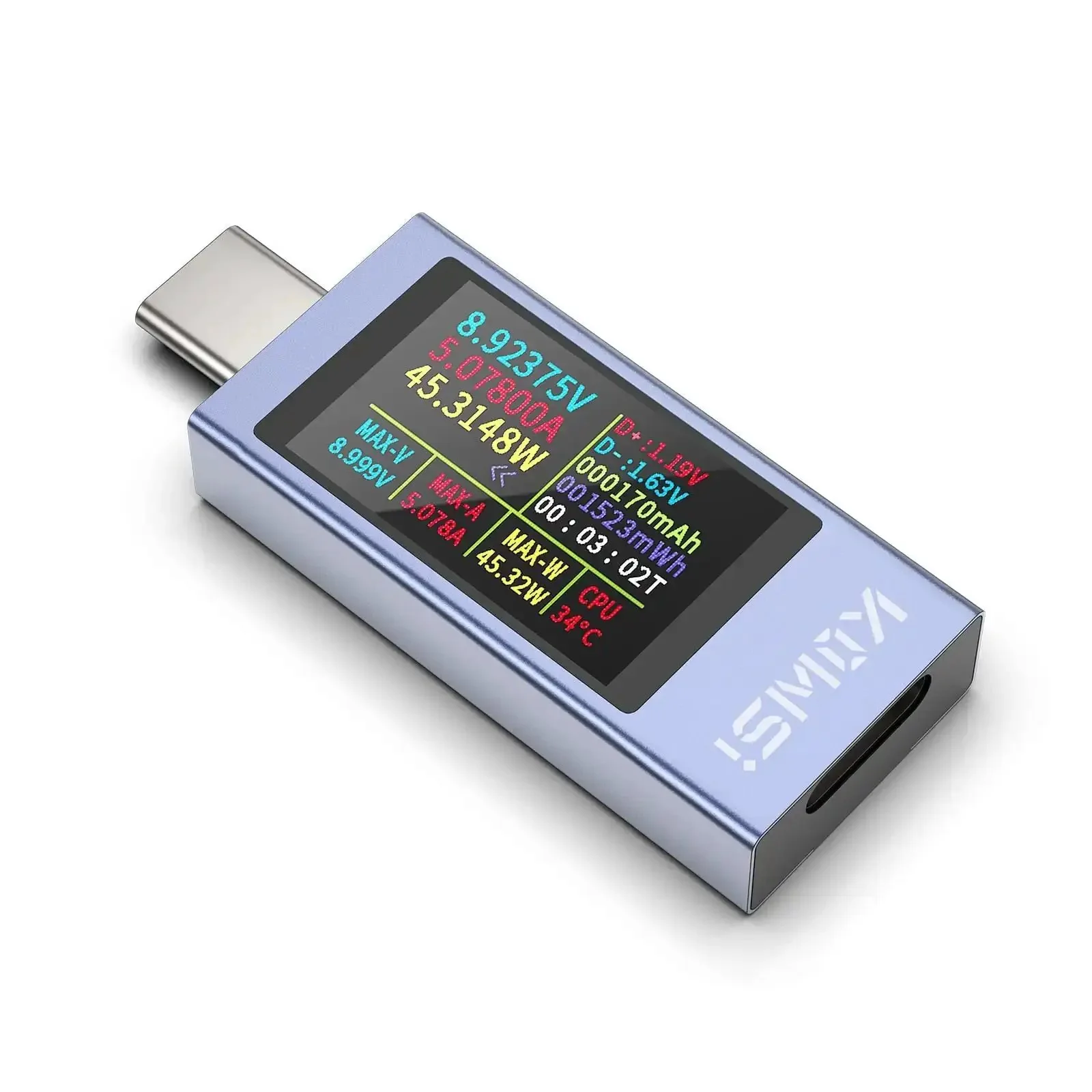 360W USB C Power Meter Tester for Type-C PD Charging, Digital Multimeter That Tracks Voltage, Current, Watt, Capacity, Temperature and Time, Power Bank Detector, USB Cable Charger Checker