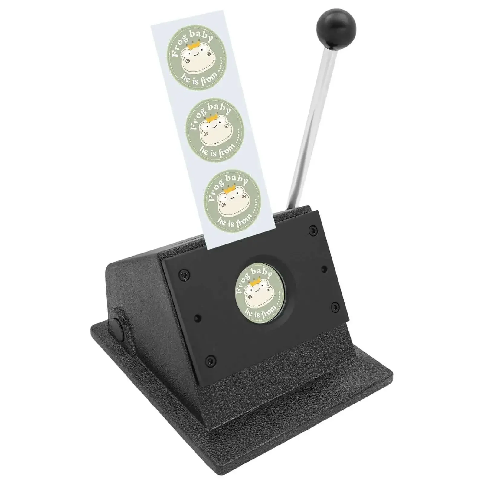 37mm Round Manual Card Badge Cutter With 3.15 Inch Labor Saving Handle For Paper And Cardstock Cutting Die Cutter With Hardened Blade For Clean Edges Easy Button Maker Tool Portable Black