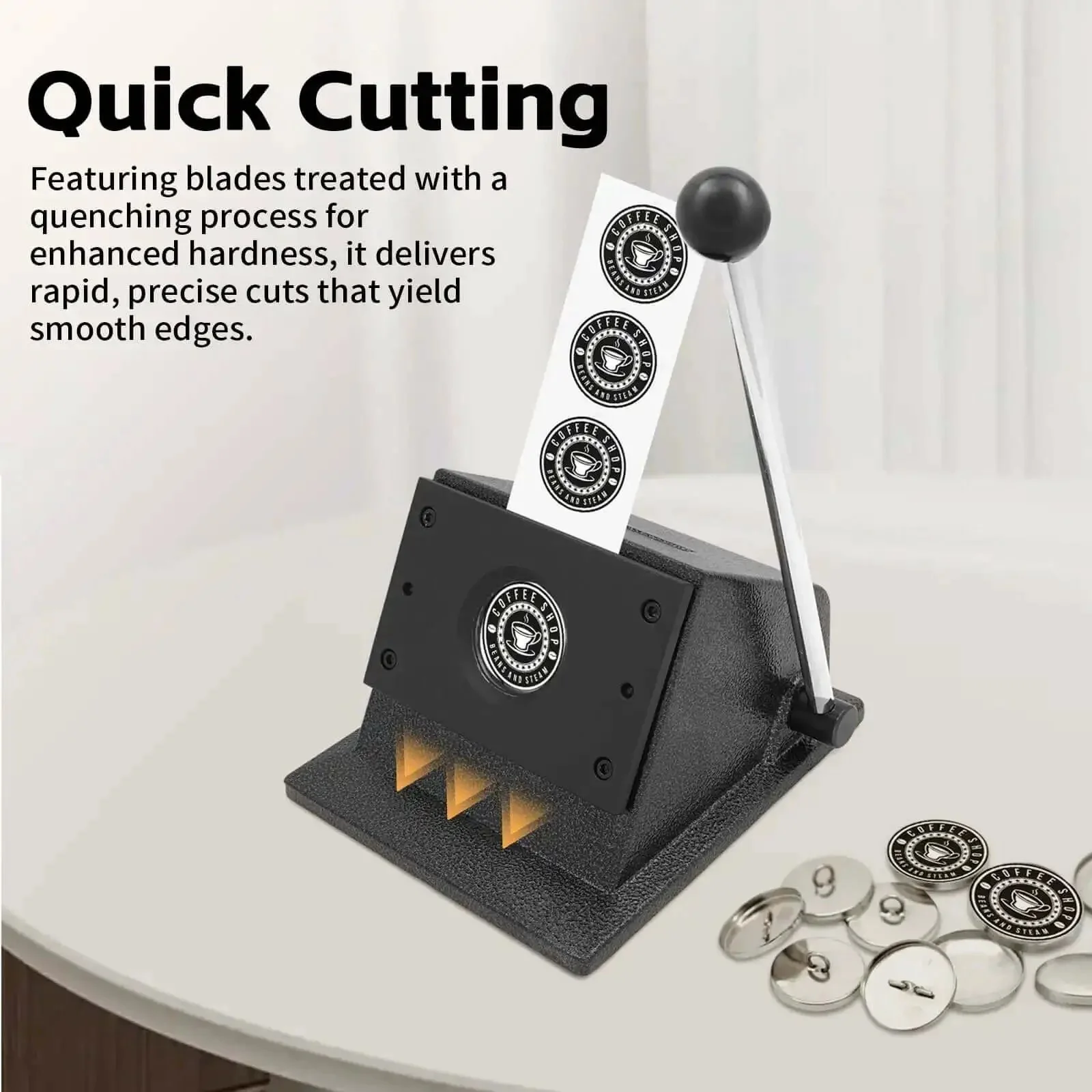 37mm Round Manual Card Badge Cutter With 3.15 Inch Labor Saving Handle For Paper And Cardstock Cutting Die Cutter With Hardened Blade For Clean Edges Easy Button Maker Tool Portable Black - Image 6