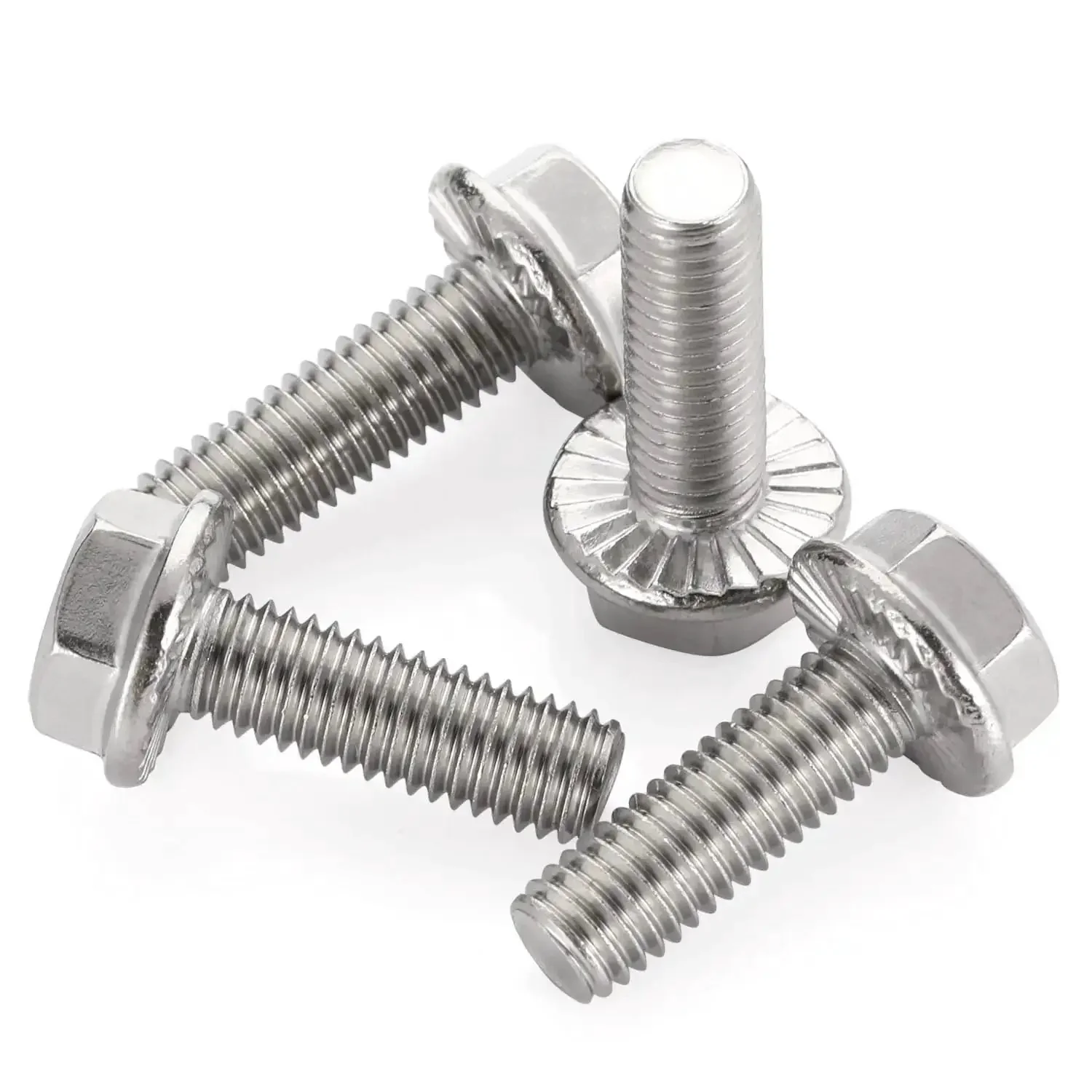3/8-16 Flanged Hex Head Bolts Fully Threaded 1 Inch Stainless Steel 304 External Hex Drive Flange Screws 10 Piece Set Built Tough For Heavy Duty Machinery And Automotive Projects - Image 2