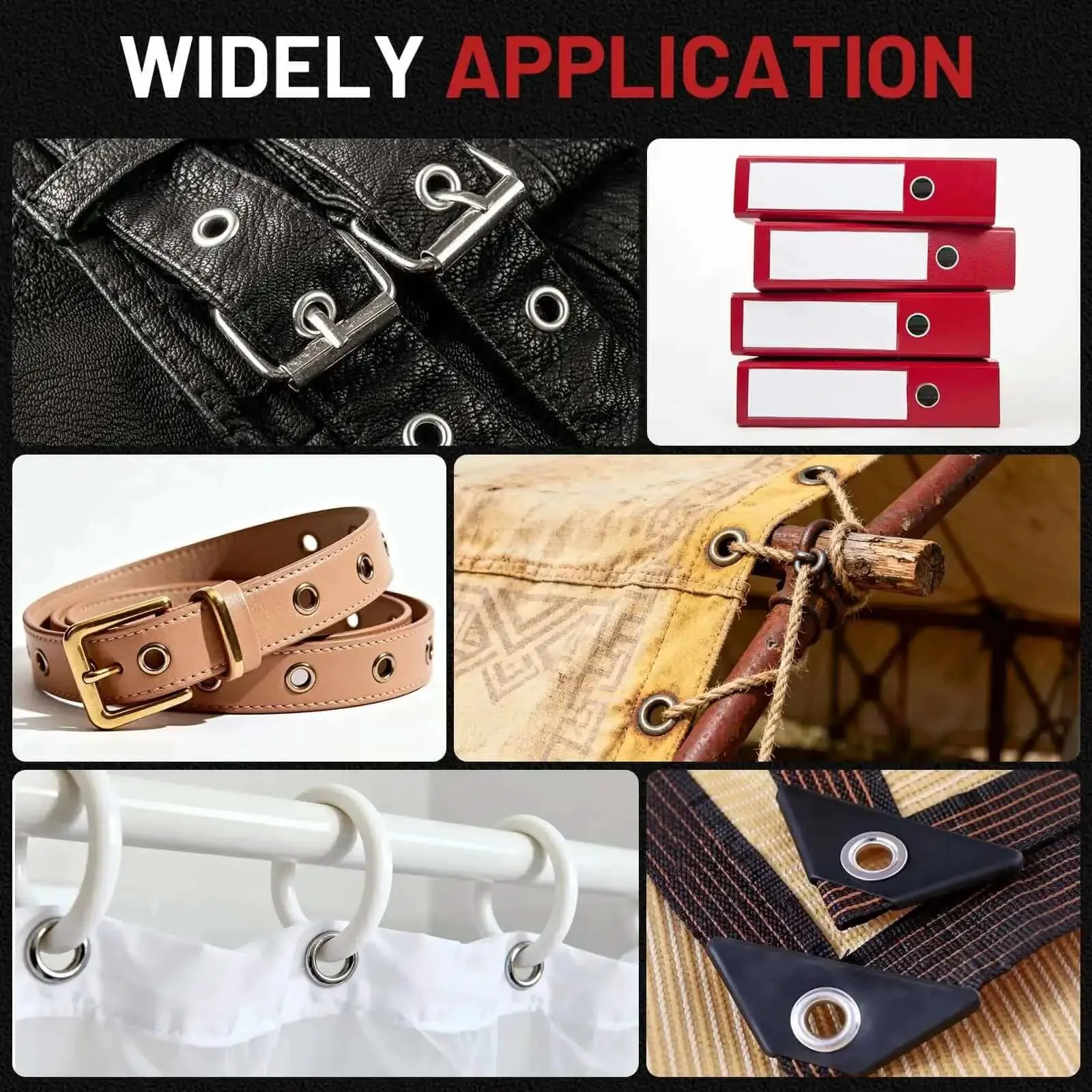 3/8-Inch Grommet Kit With Handheld Eyelet Pliers, 500 Eyelets, 250 Brass And 250 Silver, Plus Tool Bag, Portable Hole Punch Set For Tarps, Leather, Paper And Flags, Easy DIY Grommet Install - Image 2