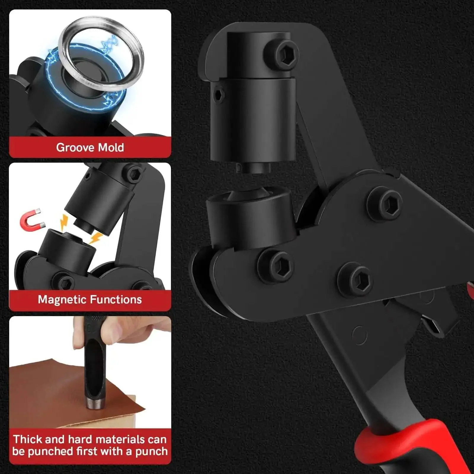 3/8-Inch Grommet Kit With Handheld Eyelet Pliers, 500 Eyelets, 250 Brass And 250 Silver, Plus Tool Bag, Portable Hole Punch Set For Tarps, Leather, Paper And Flags, Easy DIY Grommet Install - Image 7