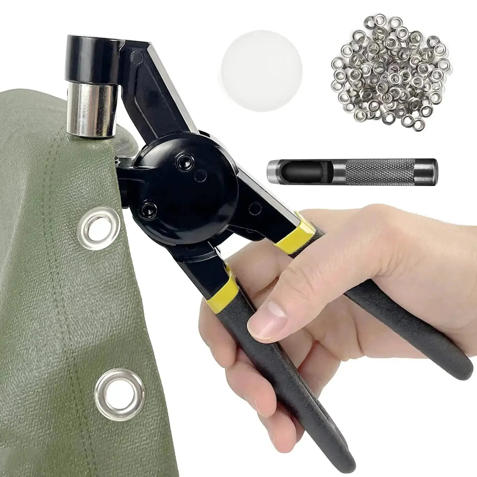3/8 Inch Grommet Tool Kit Handheld Eyelet Press With Manual Grommet Press Machine, 500 Pcs 10 mm Grommets, No Pre Drill Needed, DIY Friendly, Includes Hole Puncher And Backer Block, Magnetic Jaw, Adjustable Opening - Image 2